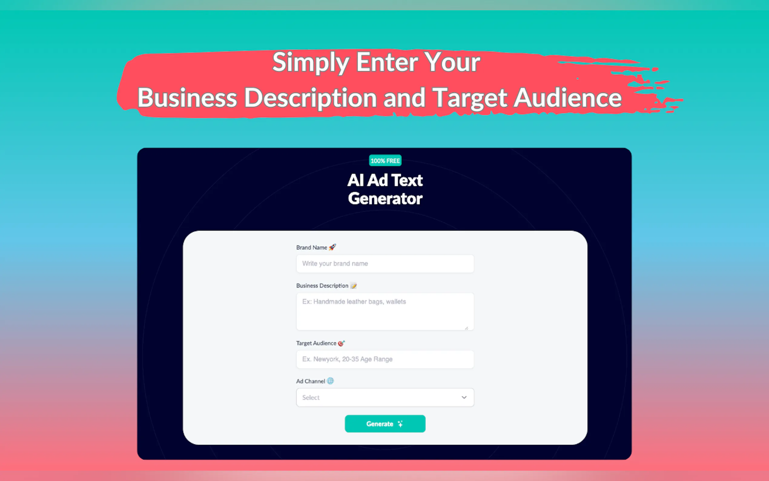 Screenshot 2 of 100% Free AI Ad Text Generator