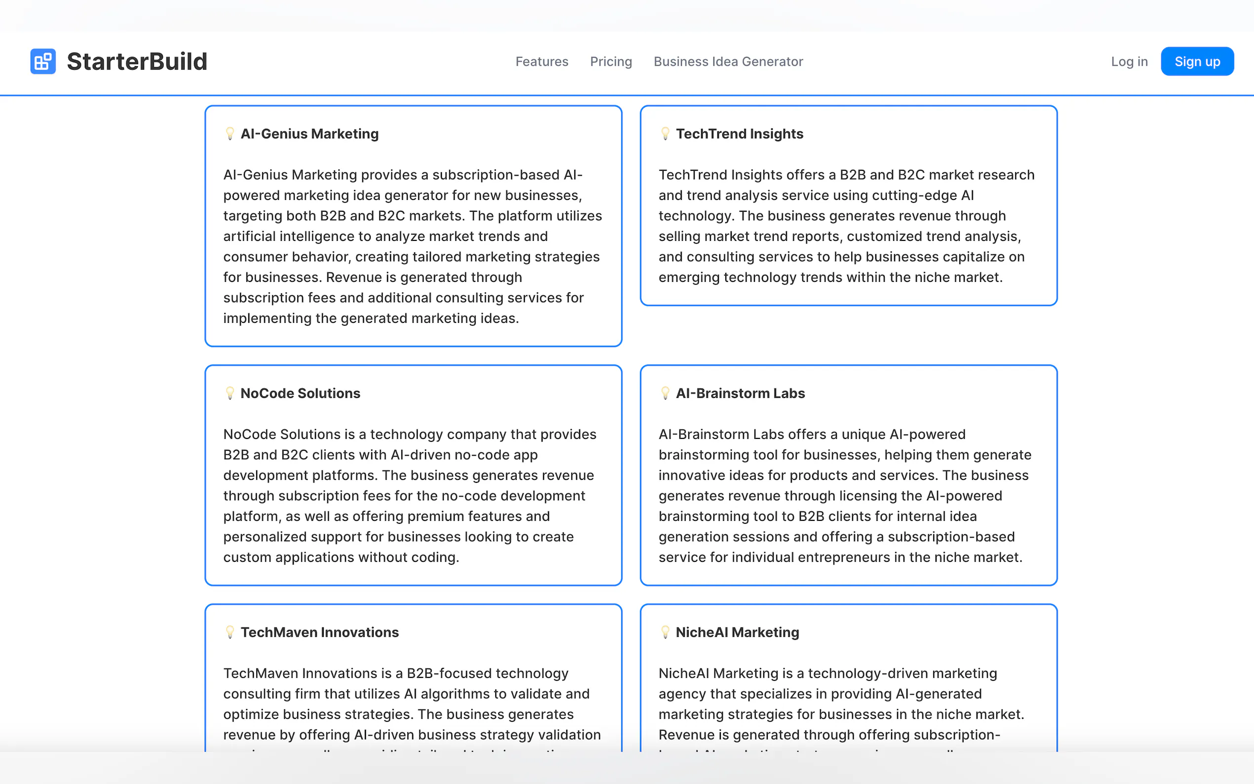 Screenshot 2 of 100% Free AI Business Idea Generator 