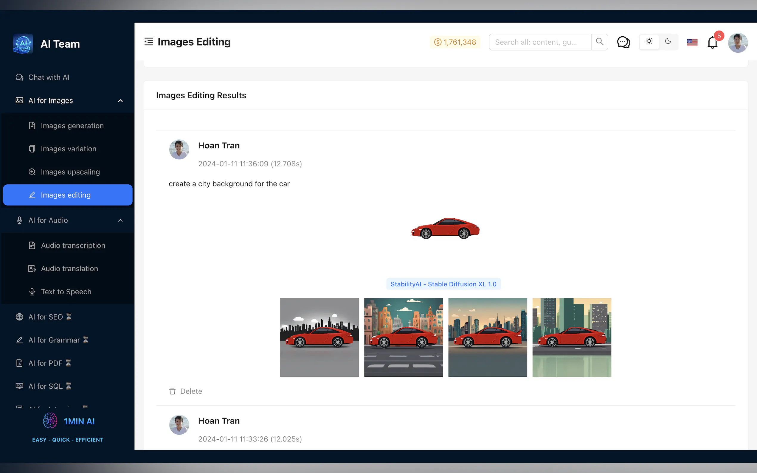 Screenshot 5 of 1min.AI