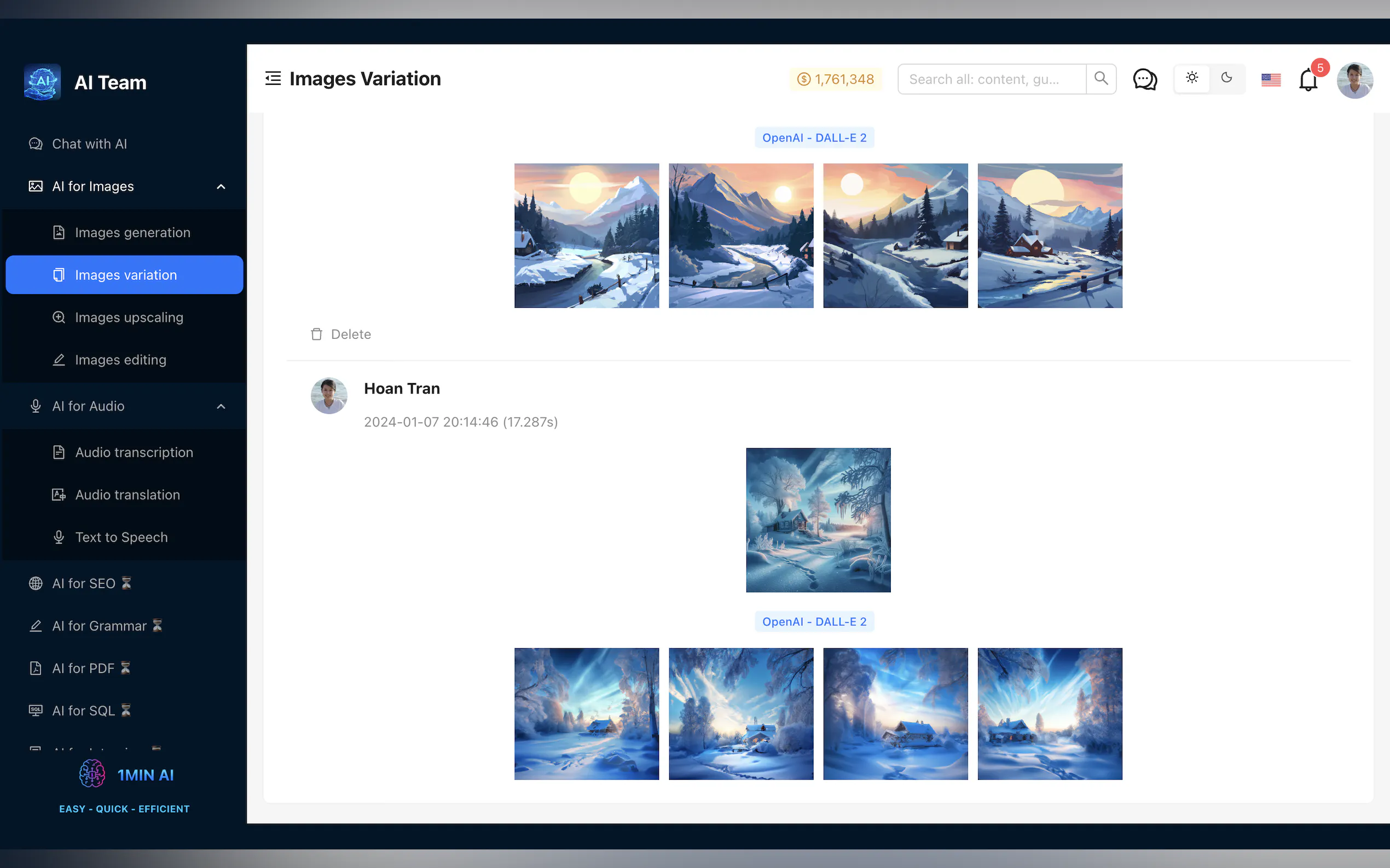 Screenshot 6 of 1min.AI