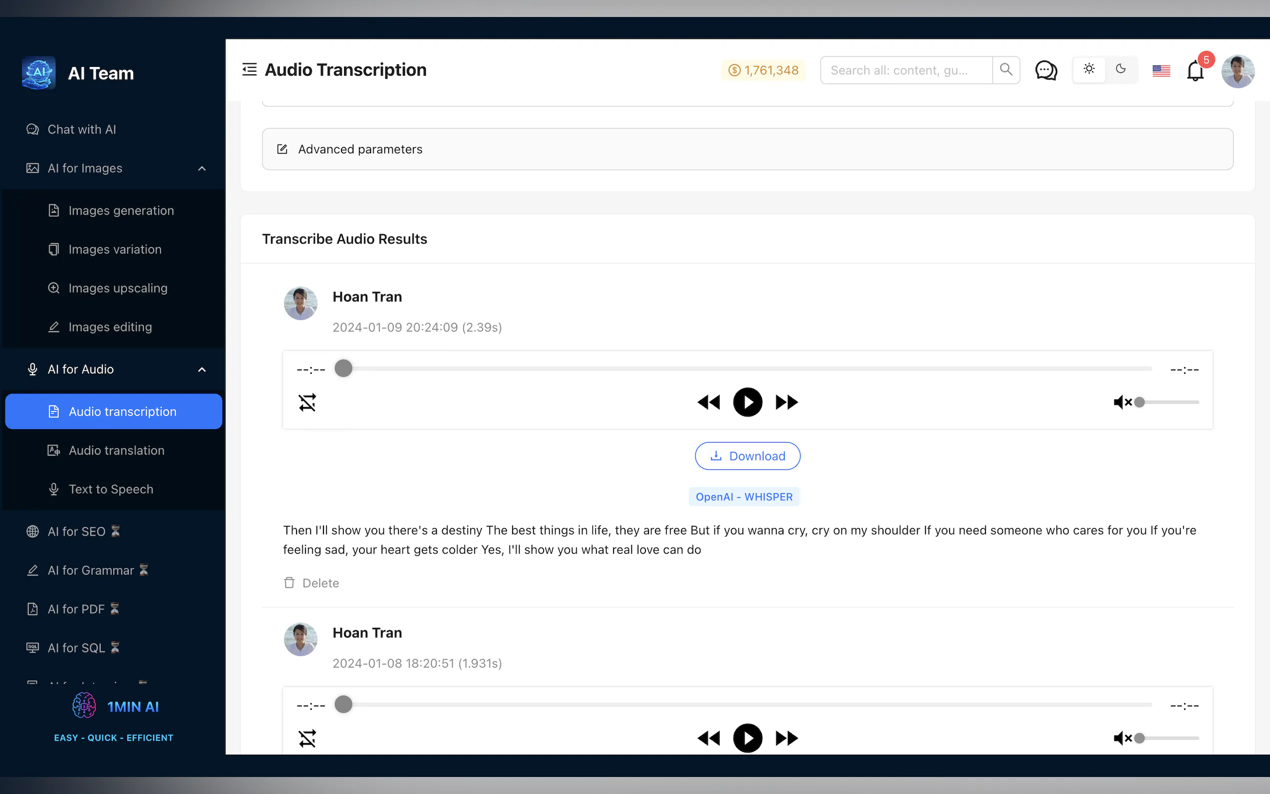 Screenshot 8 of 1min.AI