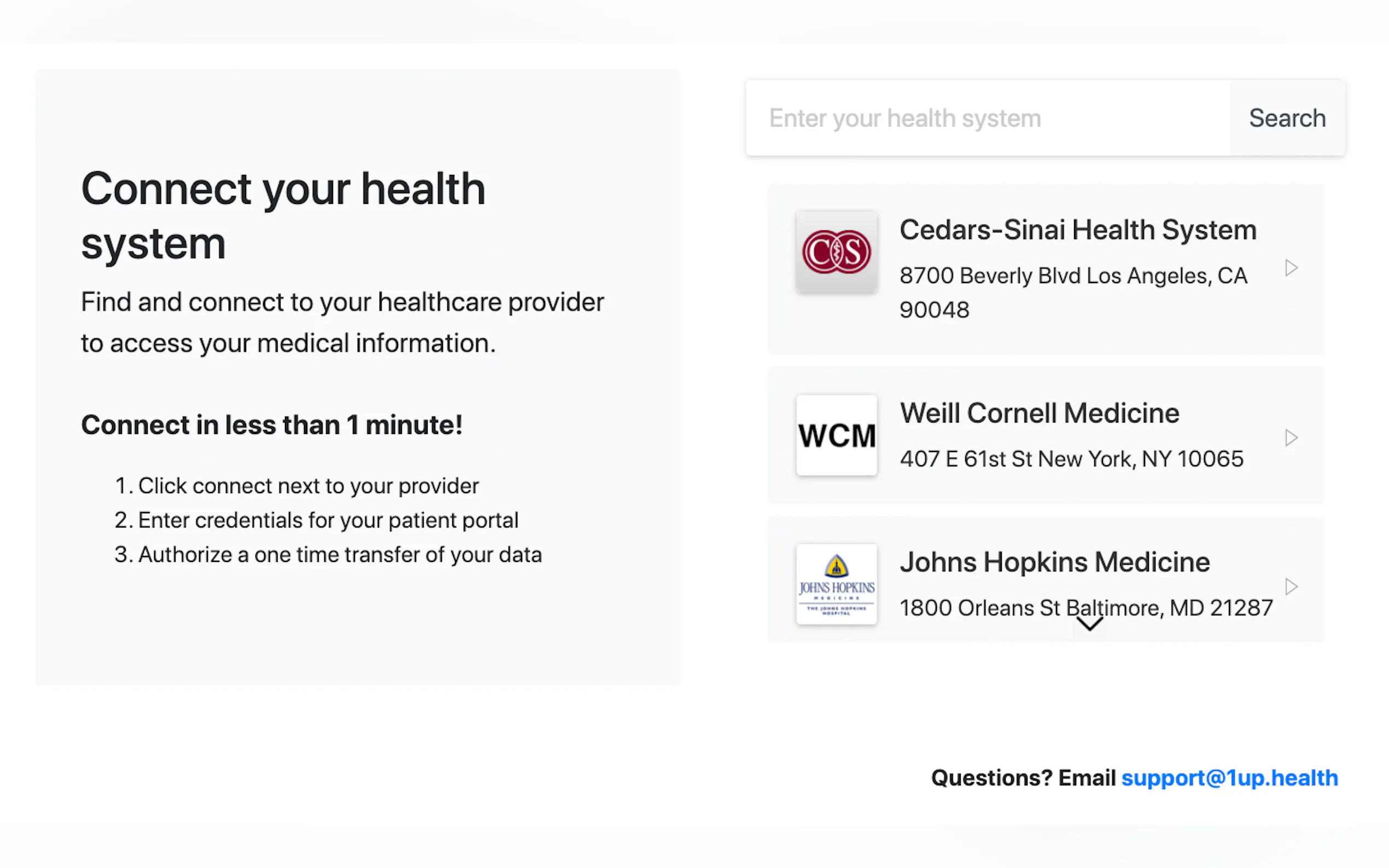 Screenshot 3 of 1upHealth API