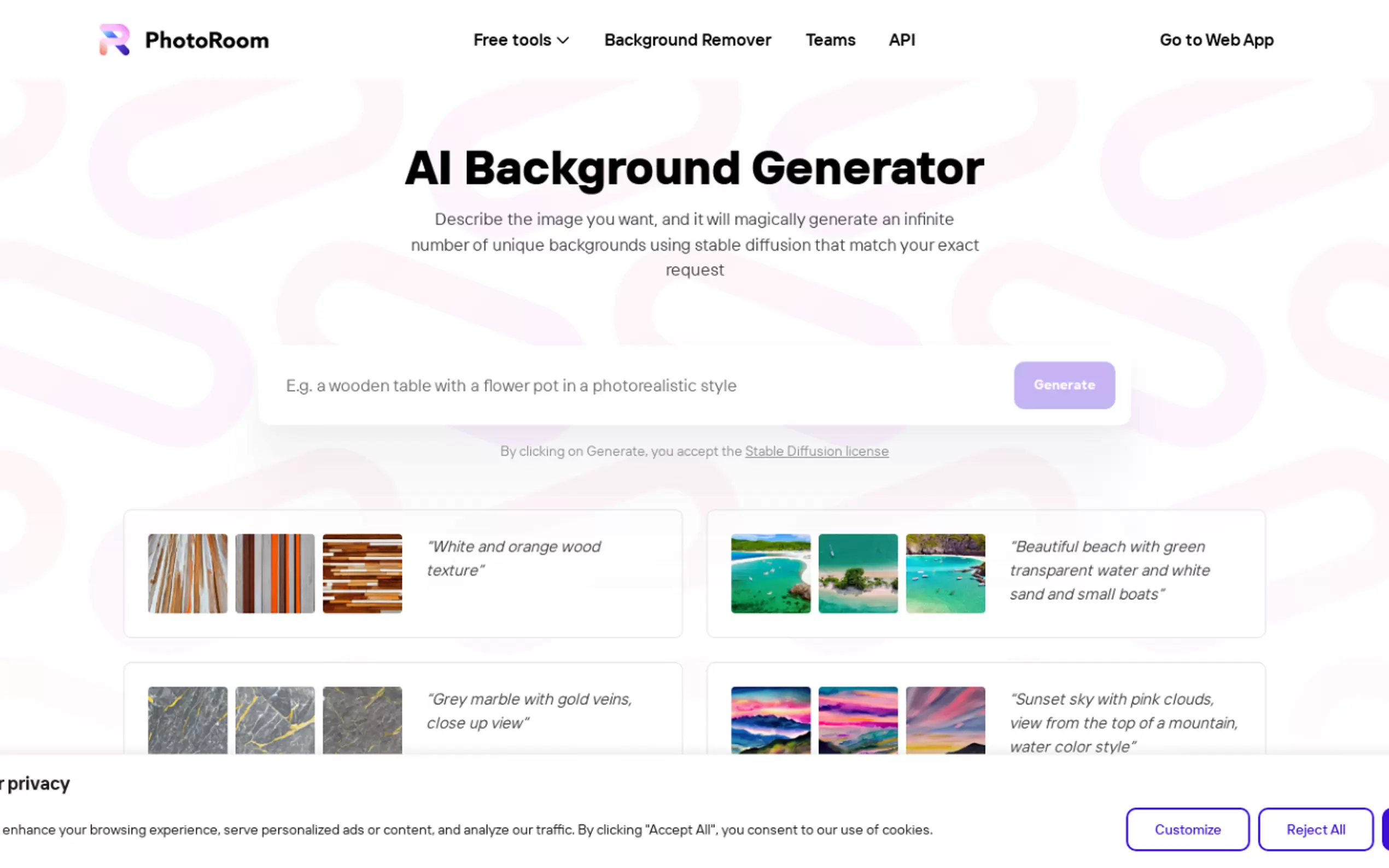 AI Background Generator by PhotoRoom