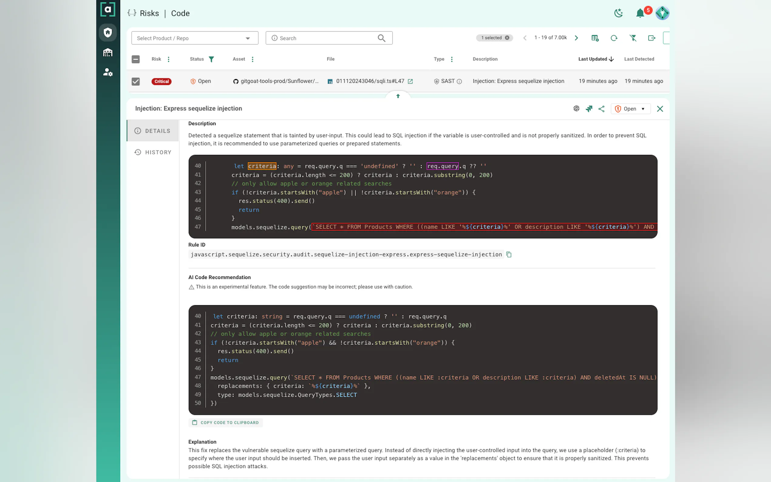 AI-based code risk mitigations