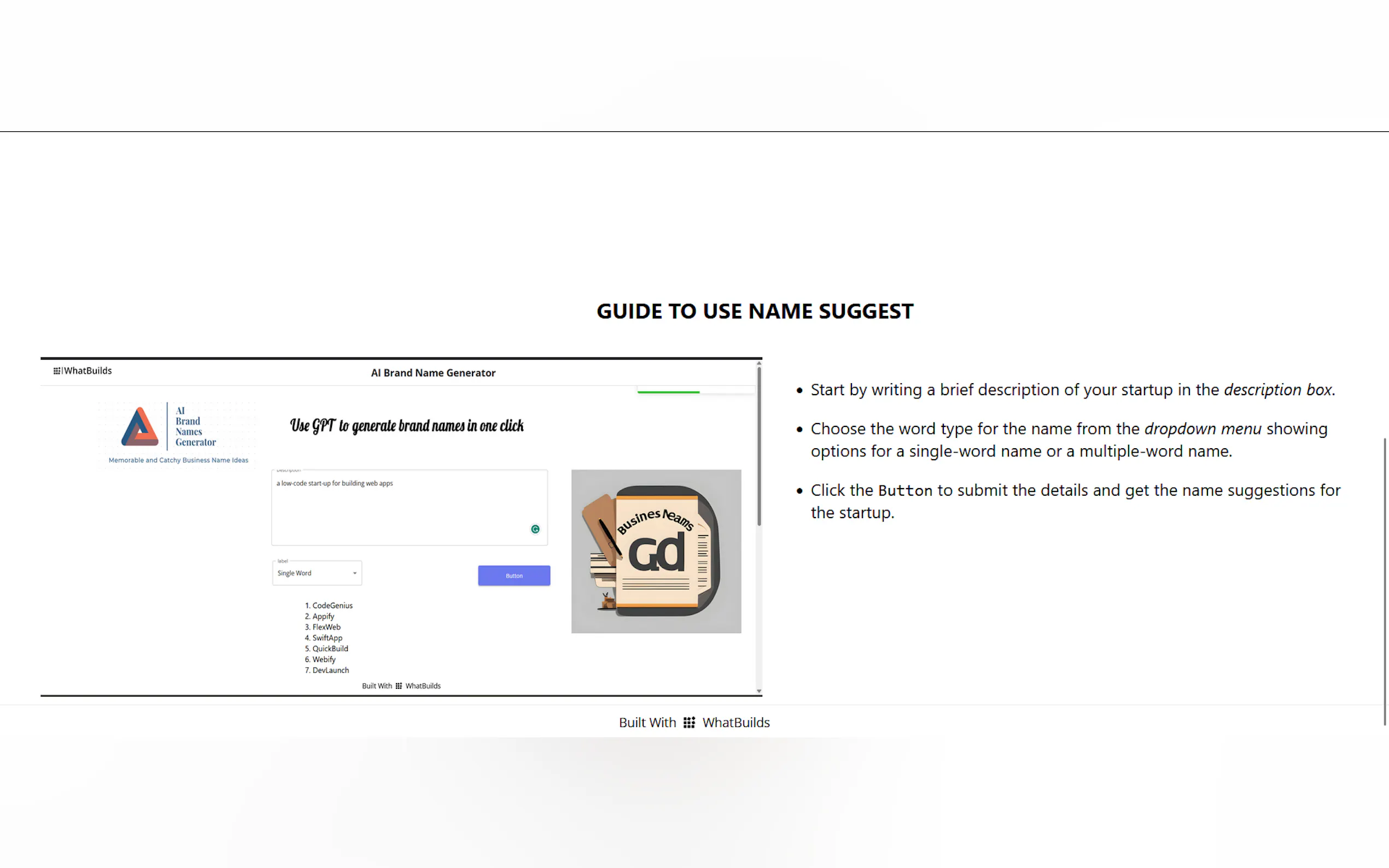 Screenshot 2 of AI Brand Name Generator