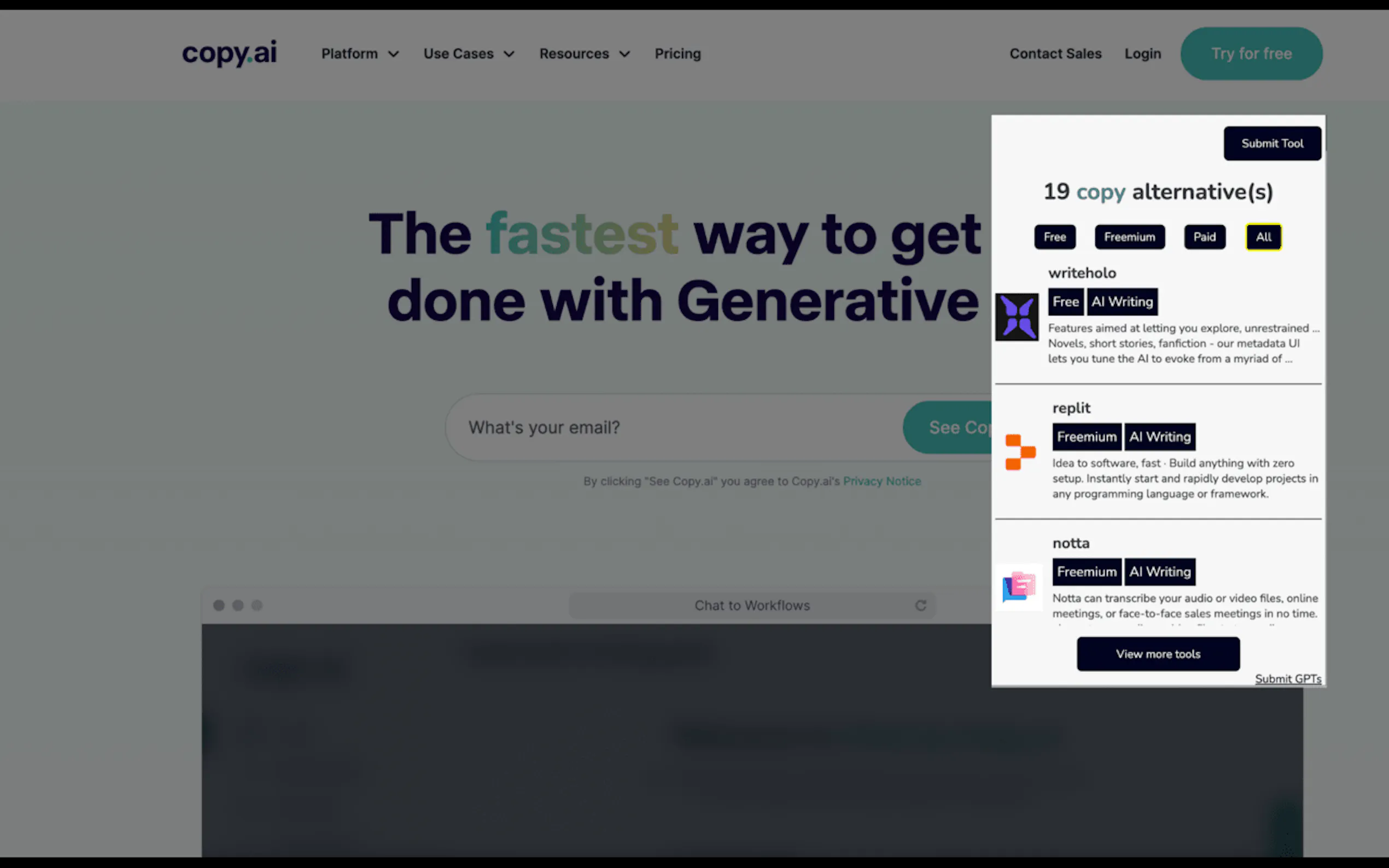 Screenshot 3 of AI Tools Alternatives: Chrome Extension