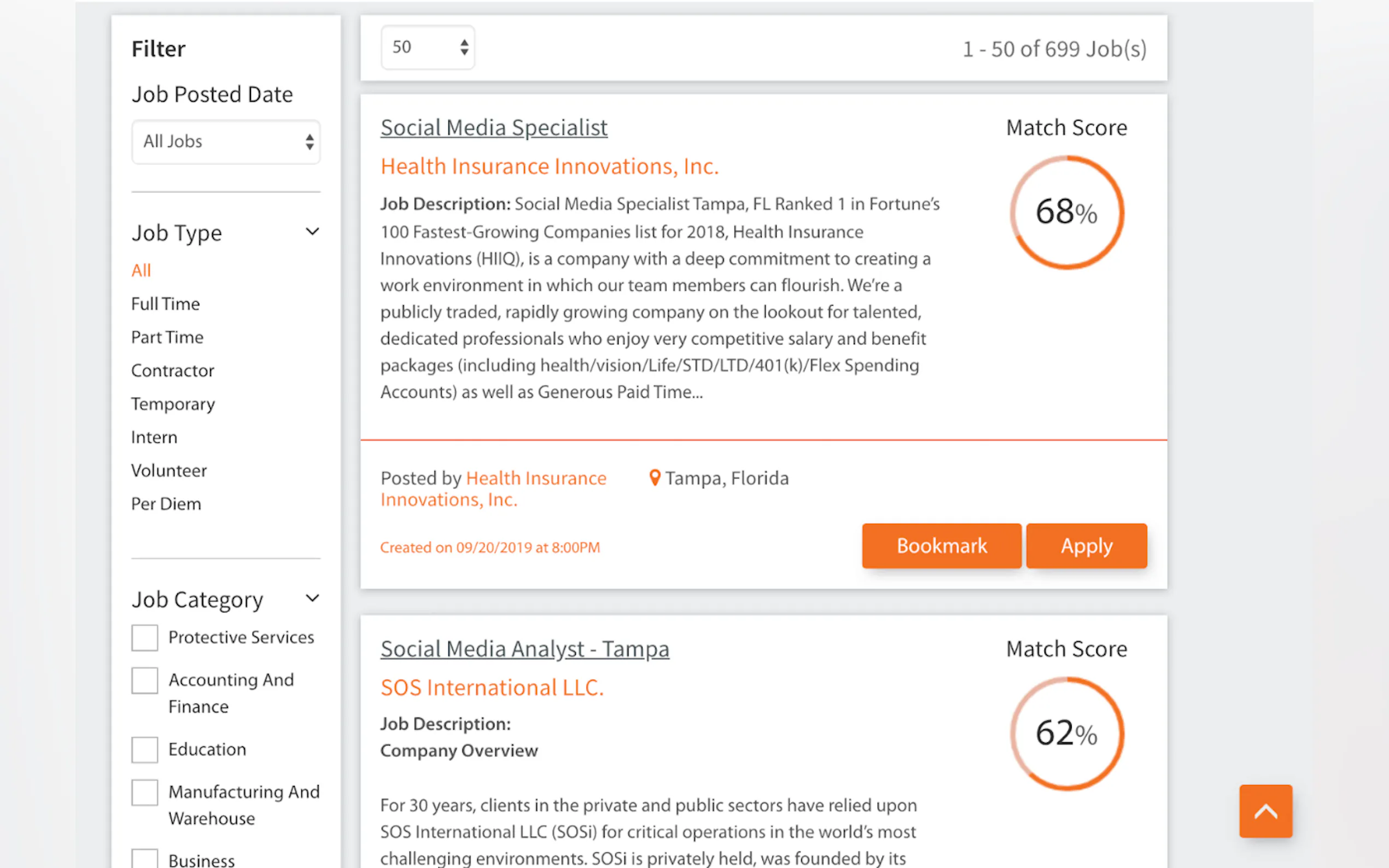 Beeya AI Job Search & Match Scoring