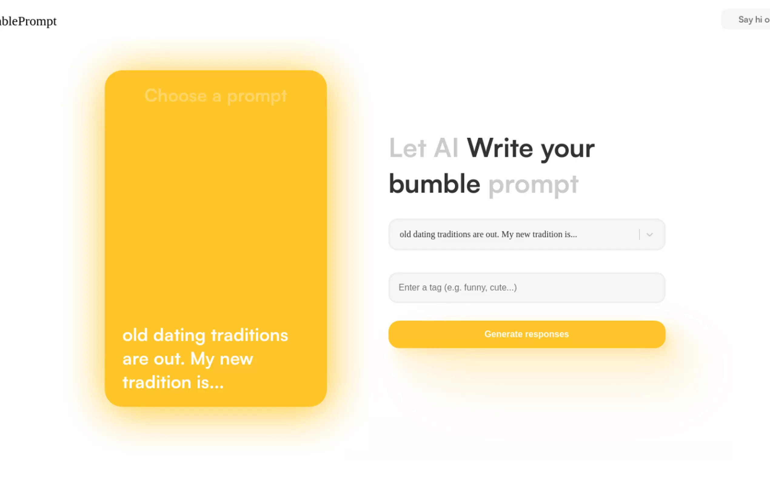 Bumble prompts
