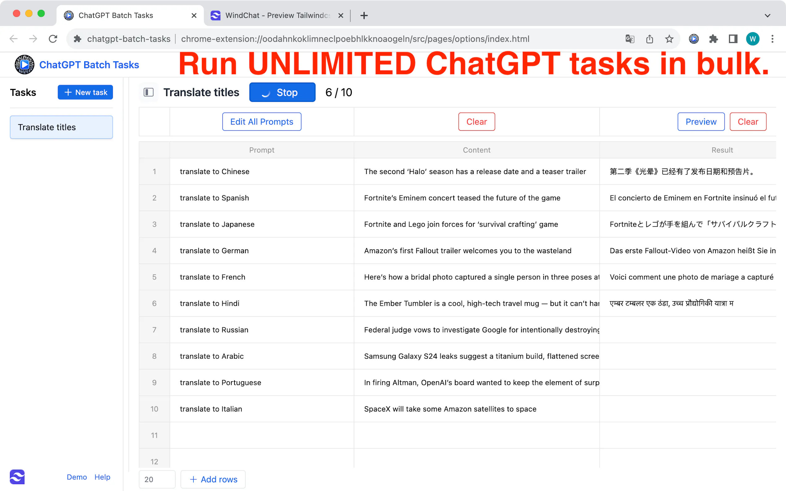 ChatGPT Batch Tasks