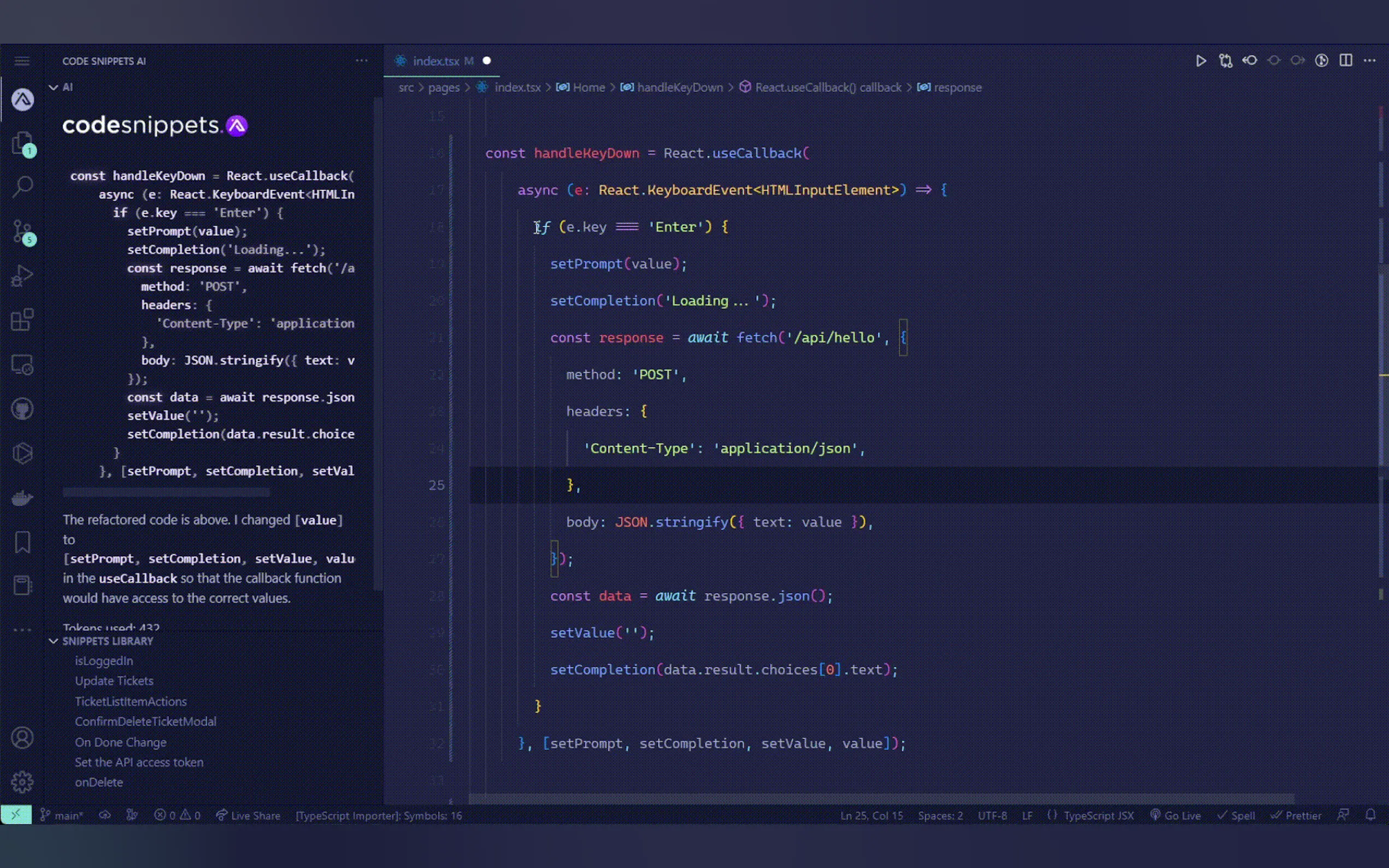 Screenshot 2 of Code Snippets AI - VSCode Extension