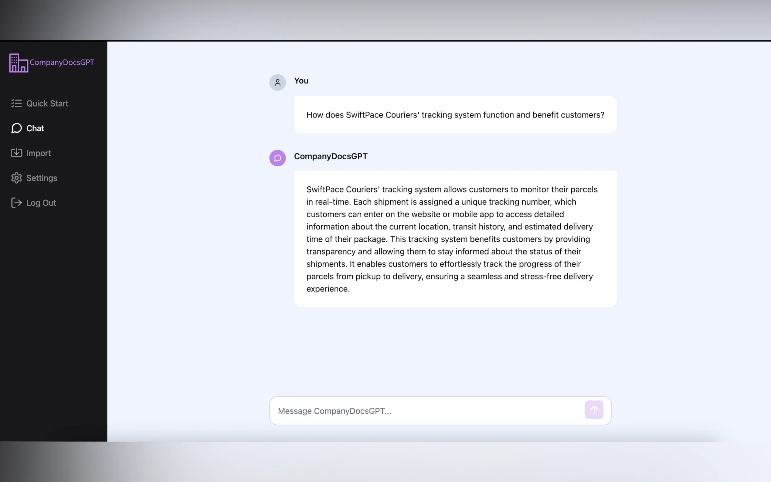 Screenshot 2 of CompanyDocsGPT
