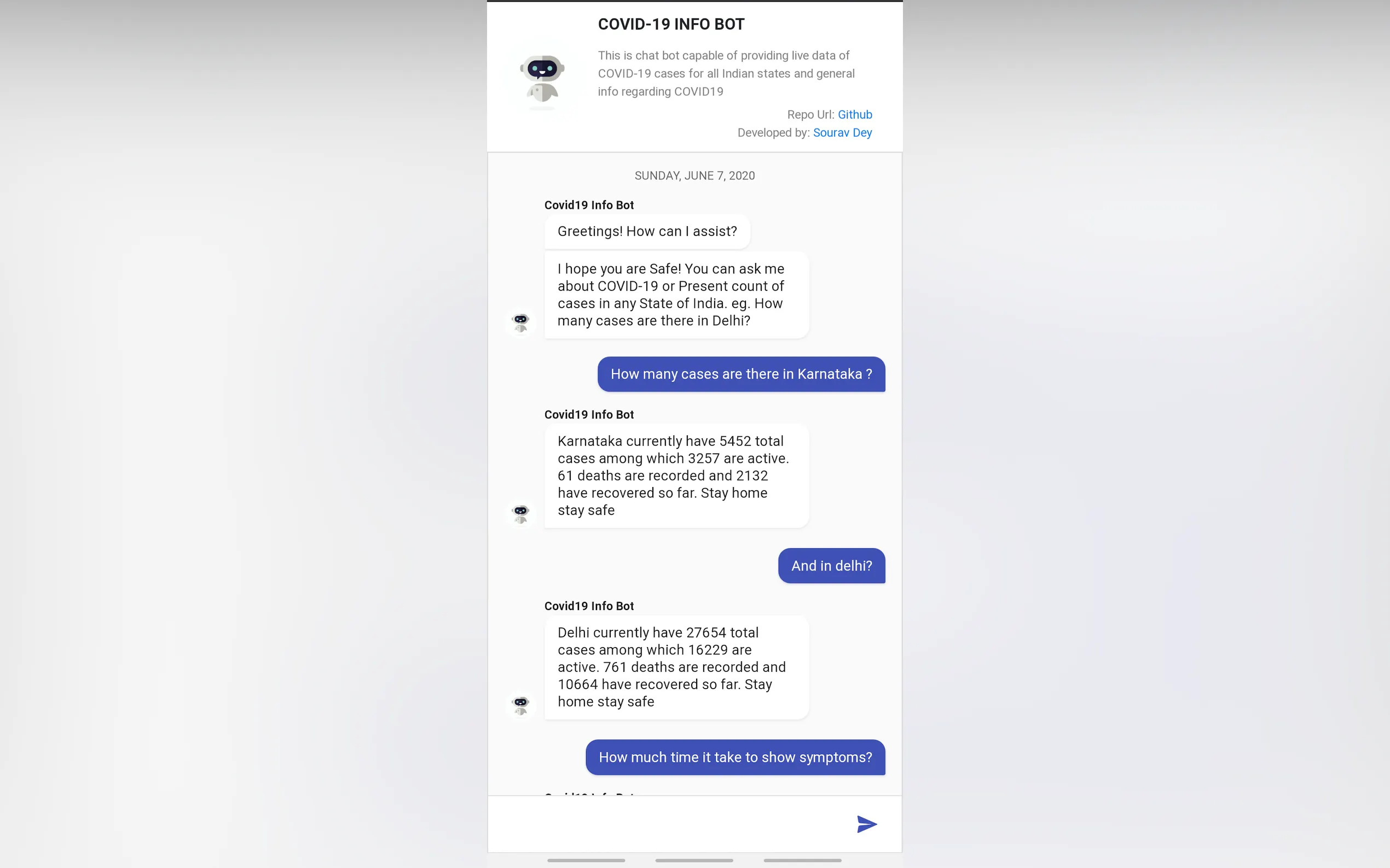 Screenshot 2 of Covid19-InfoBot