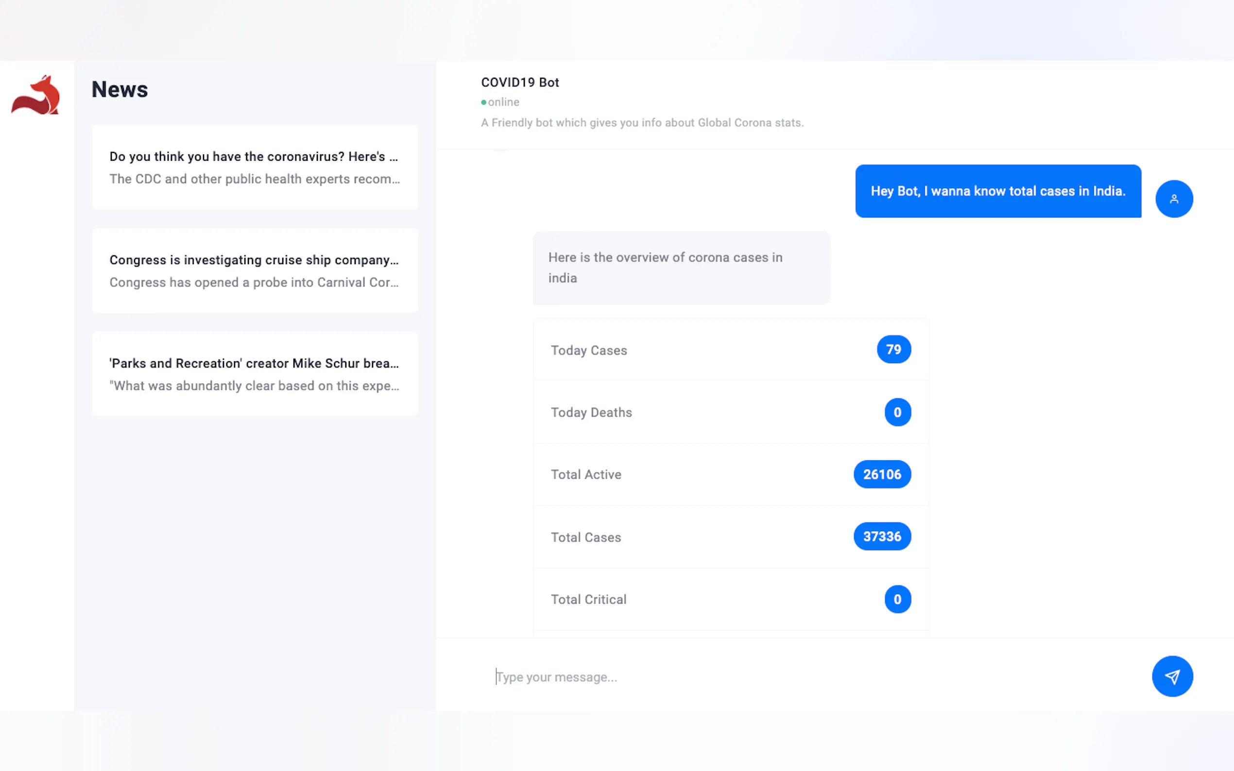 Screenshot 2 of CovidBot