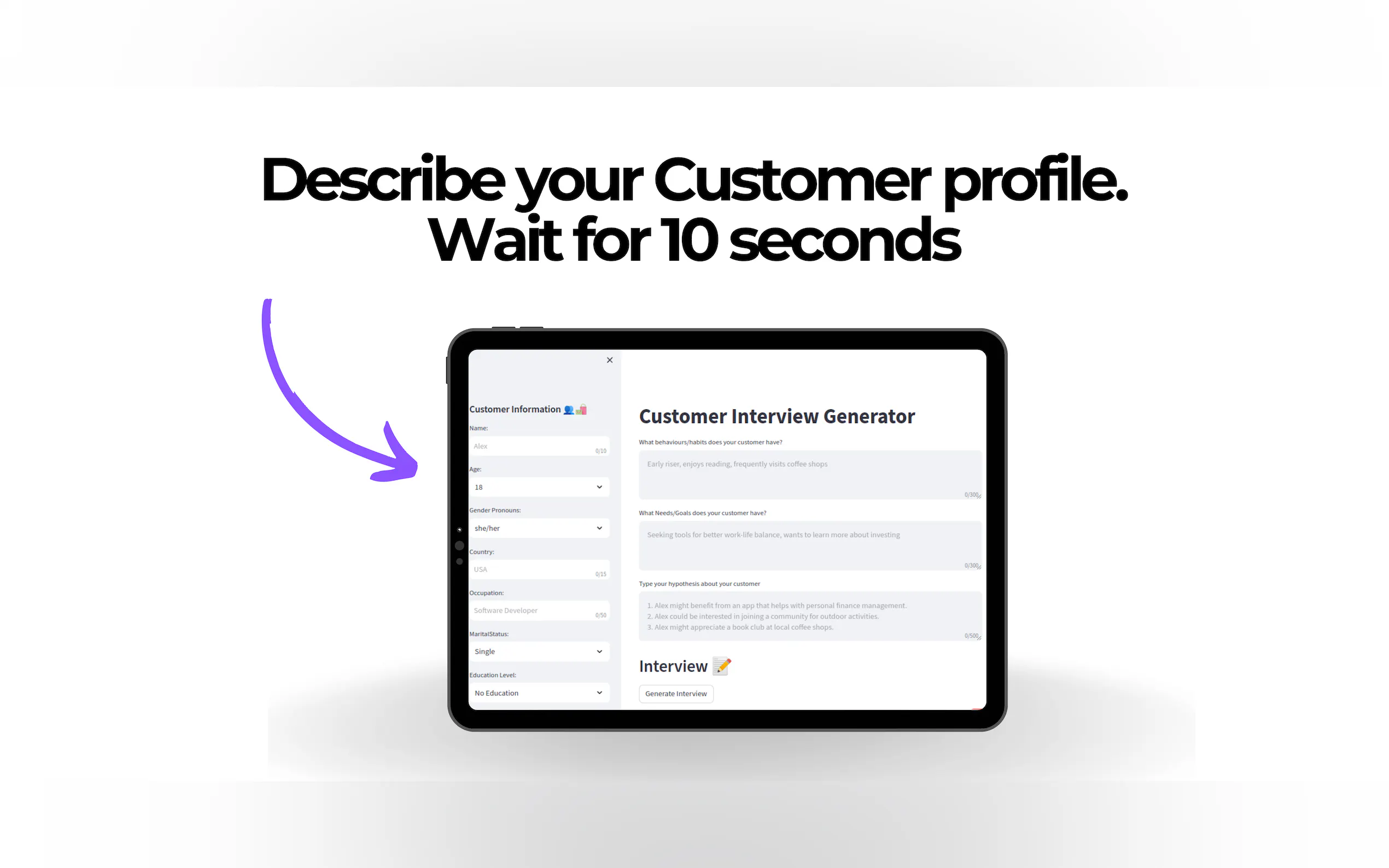 Screenshot 2 of Customer Interview Generator