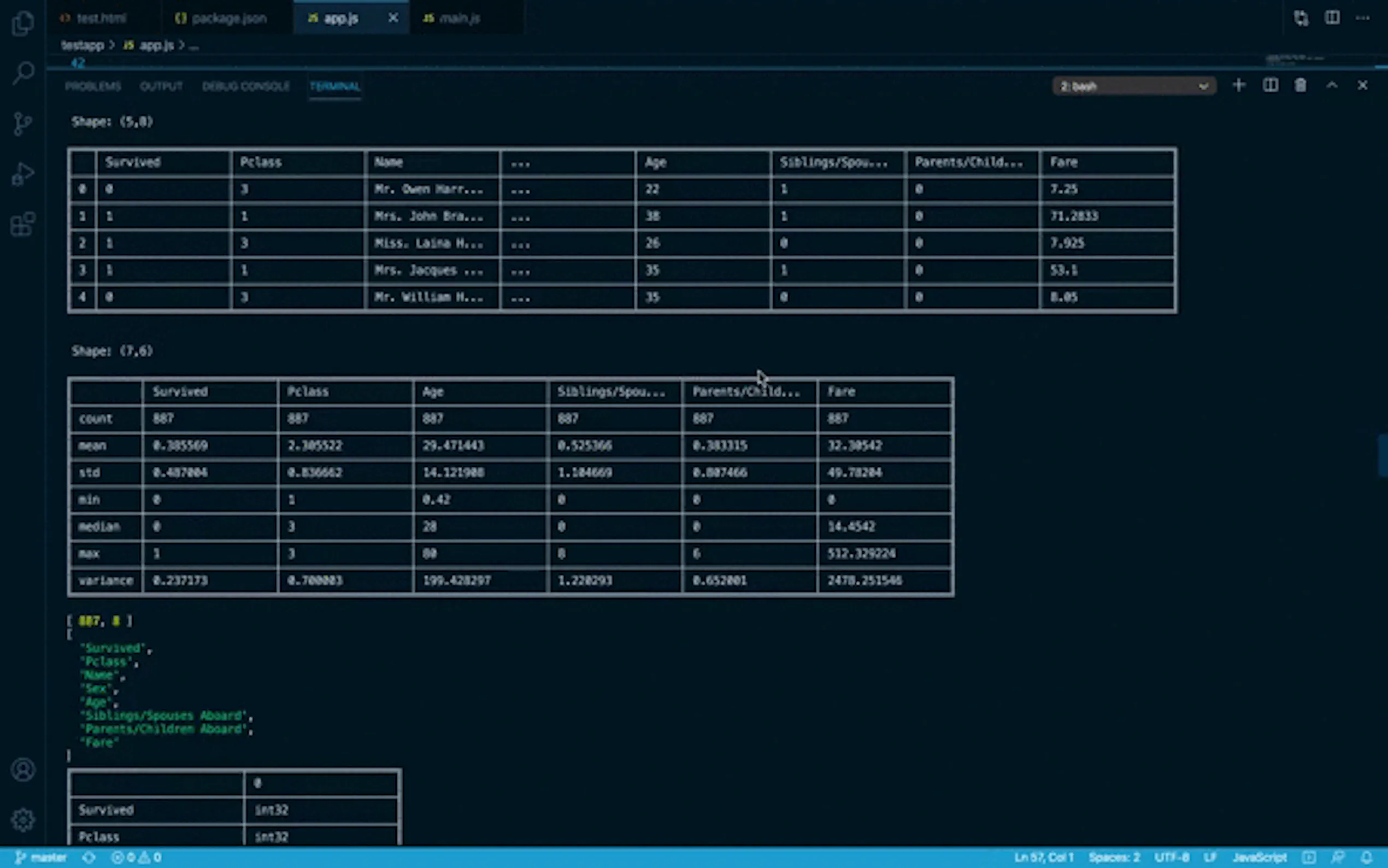 Screenshot 2 of Danfo.js