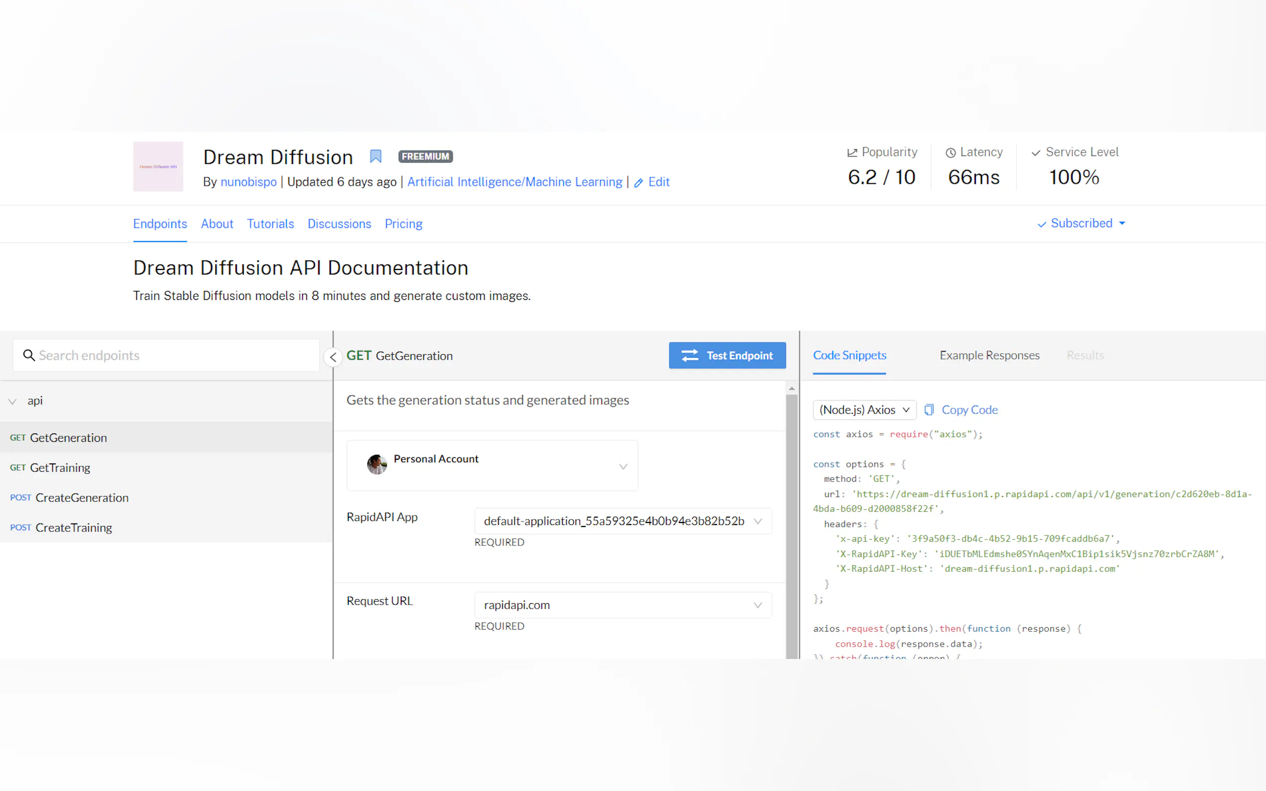 Screenshot 3 of Dream Diffusion API