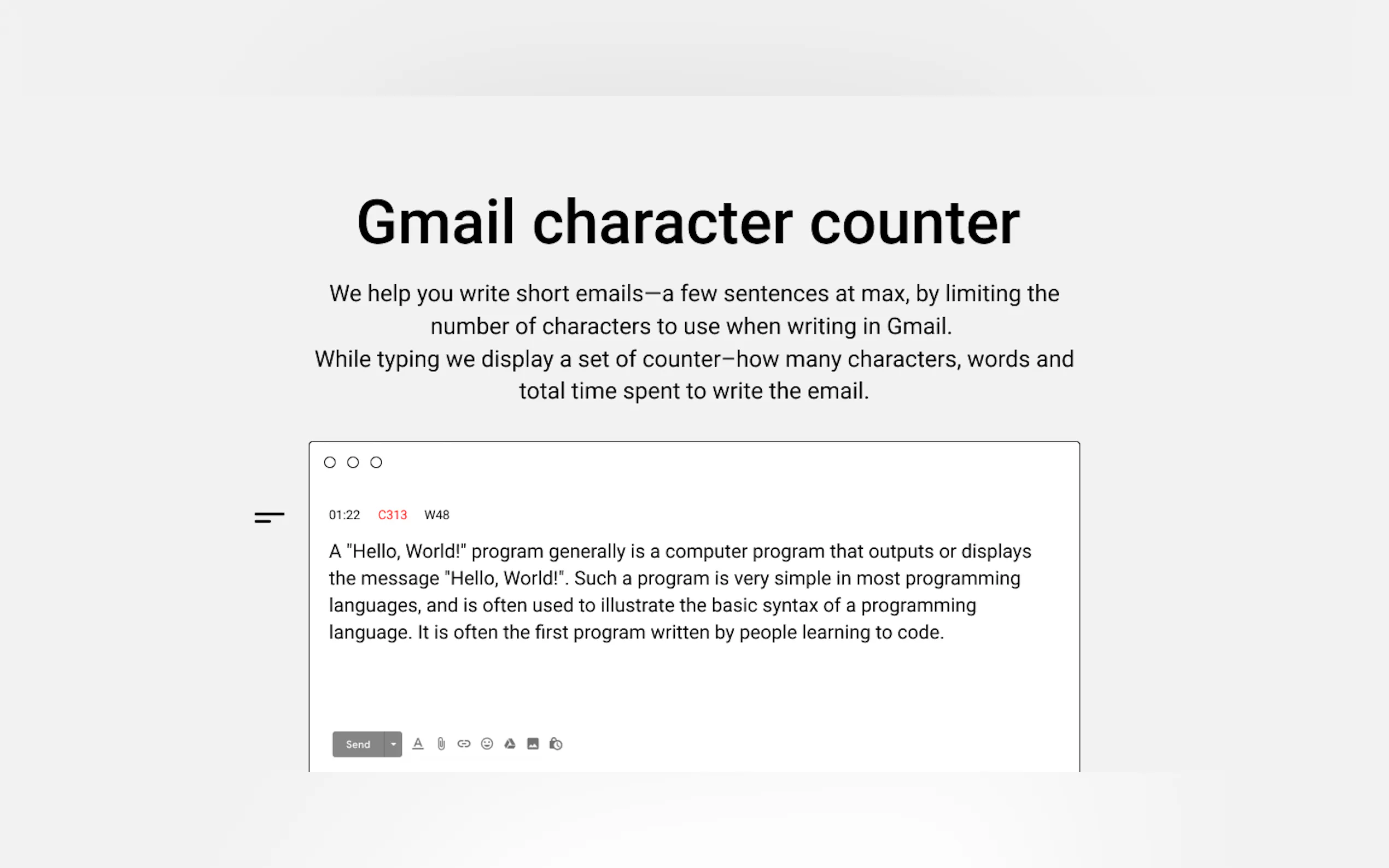 Gmail character counter