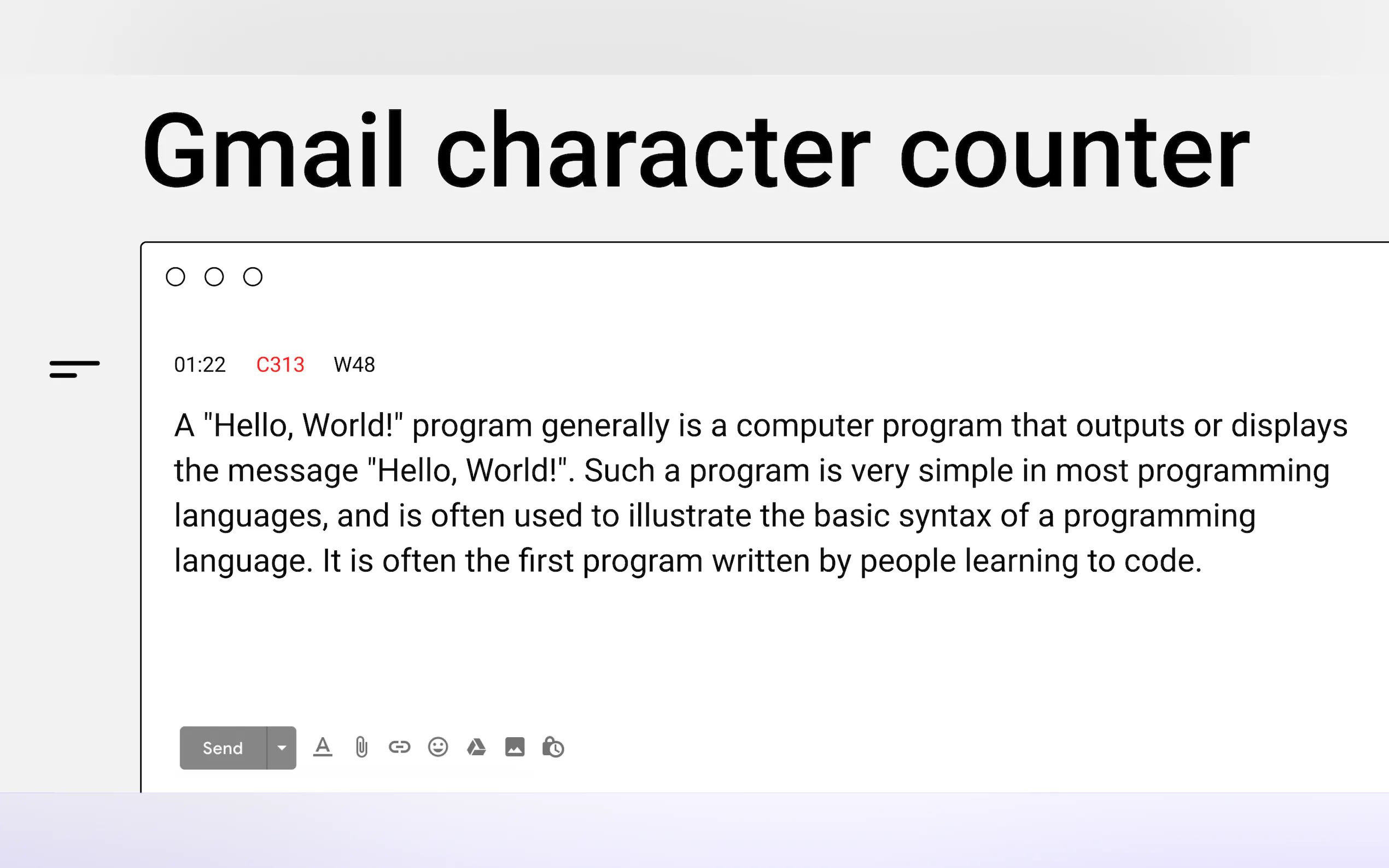 Screenshot 2 of Gmail character counter