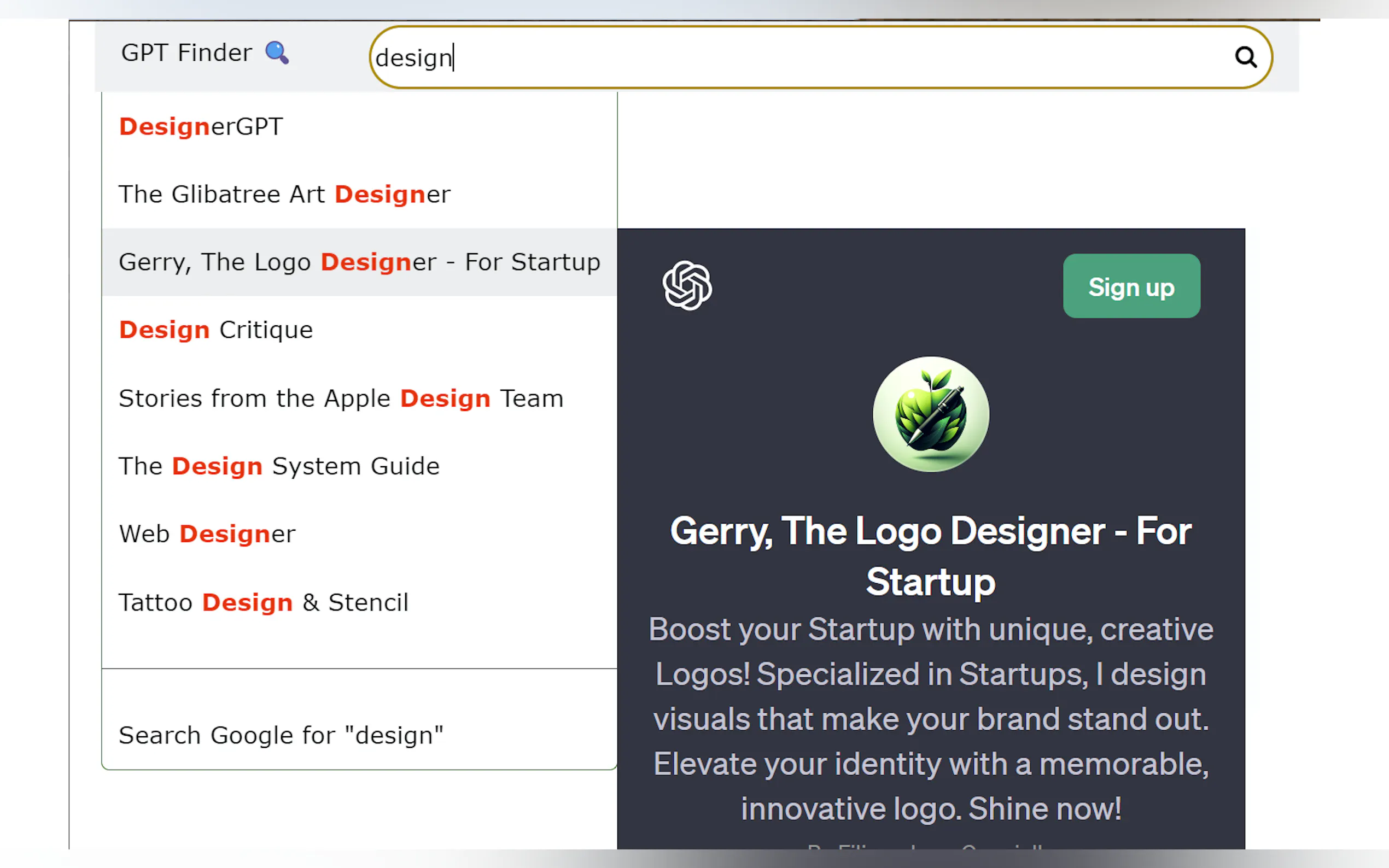 Screenshot 2 of GPT Finder Chrome Extension