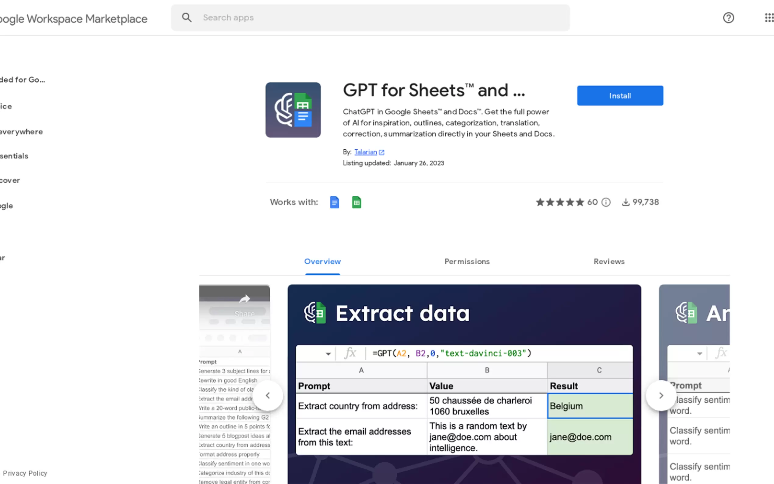 GPT For Sheets