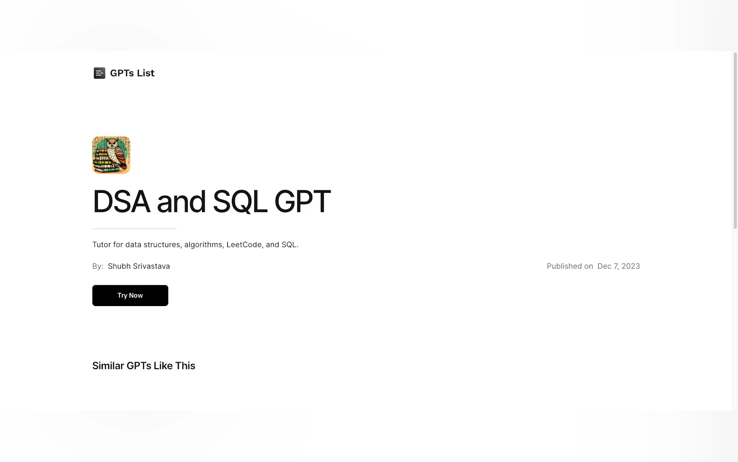 Screenshot 4 of GPTs List