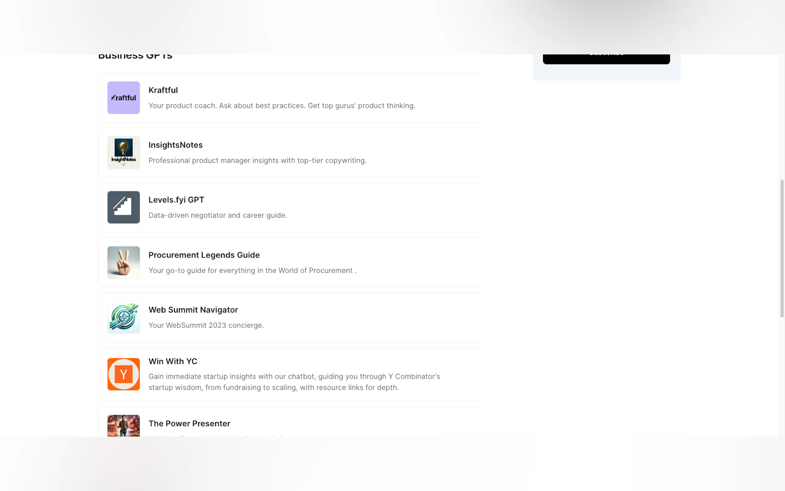 Screenshot 6 of GPTs List
