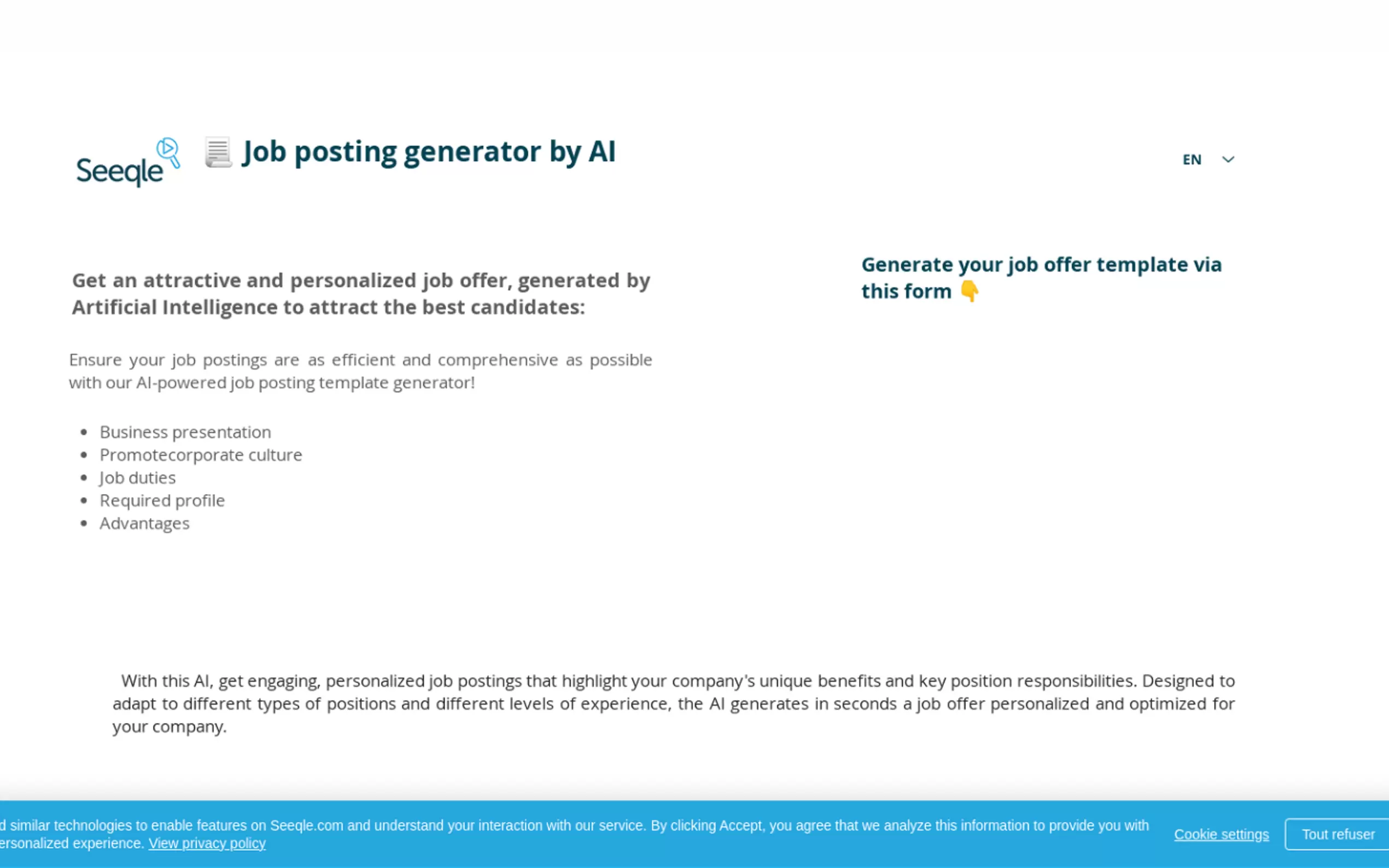 Job posting generator by AI