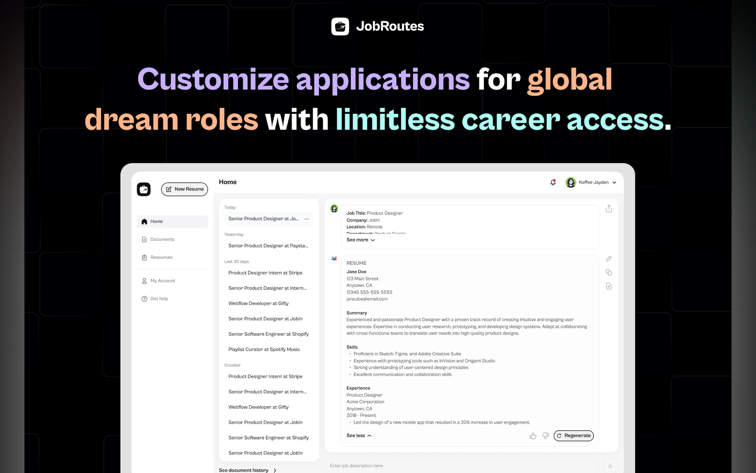 JobRoutes- Resume/Cover Letters, Resourc
