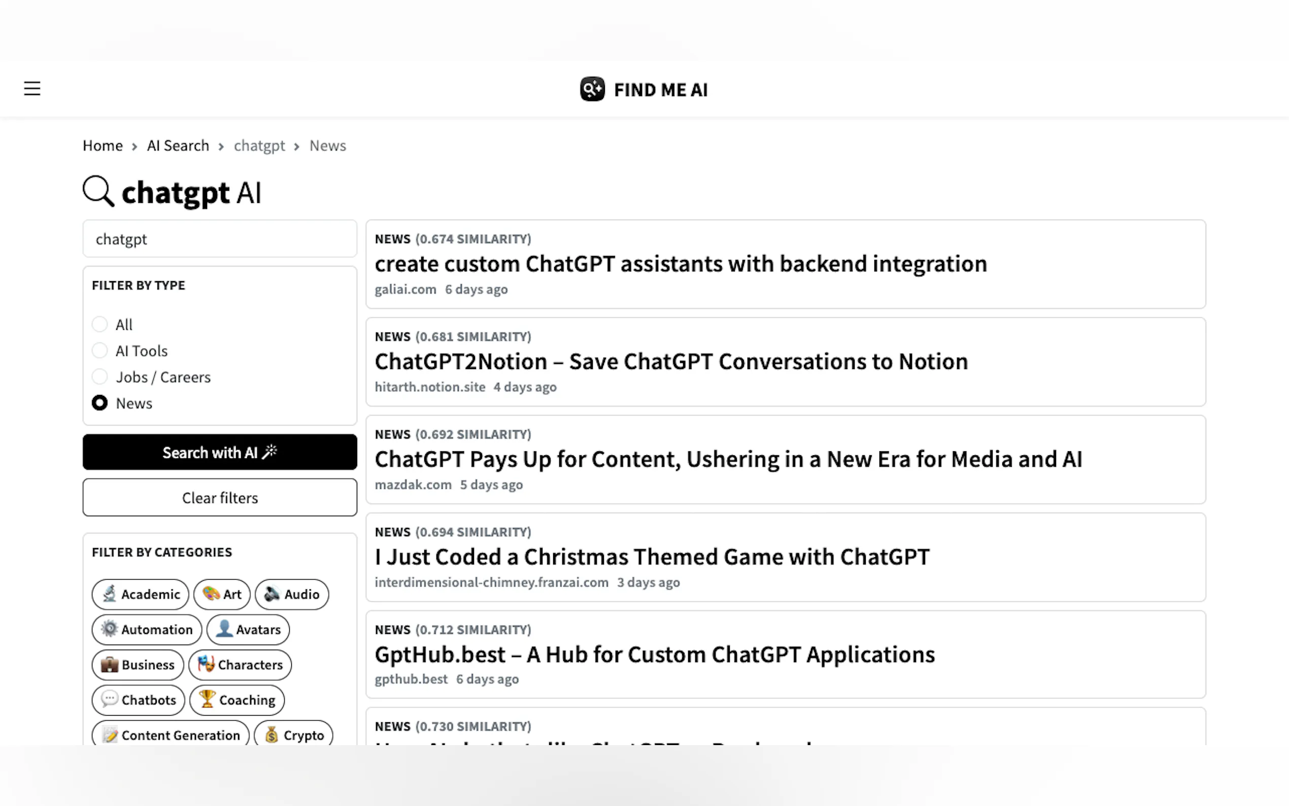 Screenshot 2 of Latest AI News Aggregrator by Find Me AI