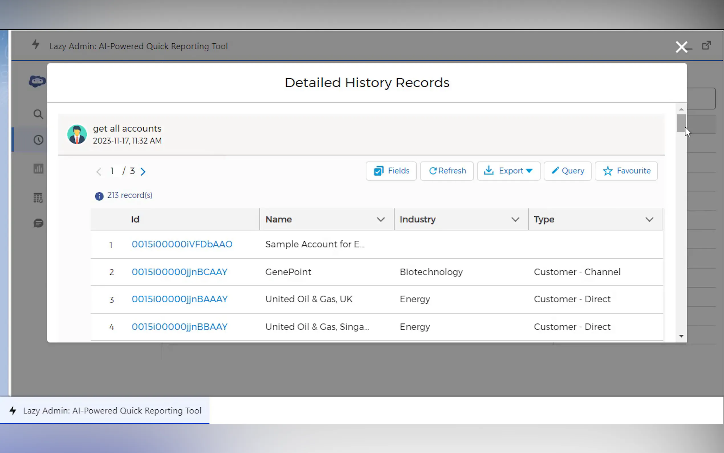 Screenshot 2 of Lazy Admin AI-Powered Reporting Tool
