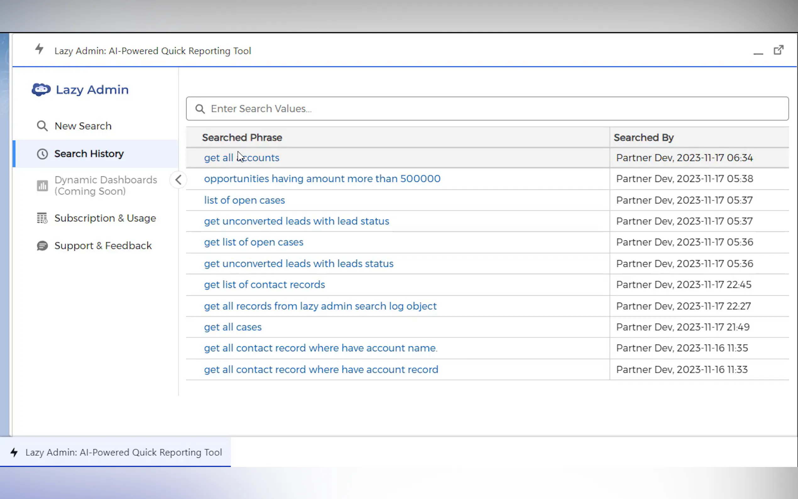 Screenshot 3 of Lazy Admin AI-Powered Reporting Tool