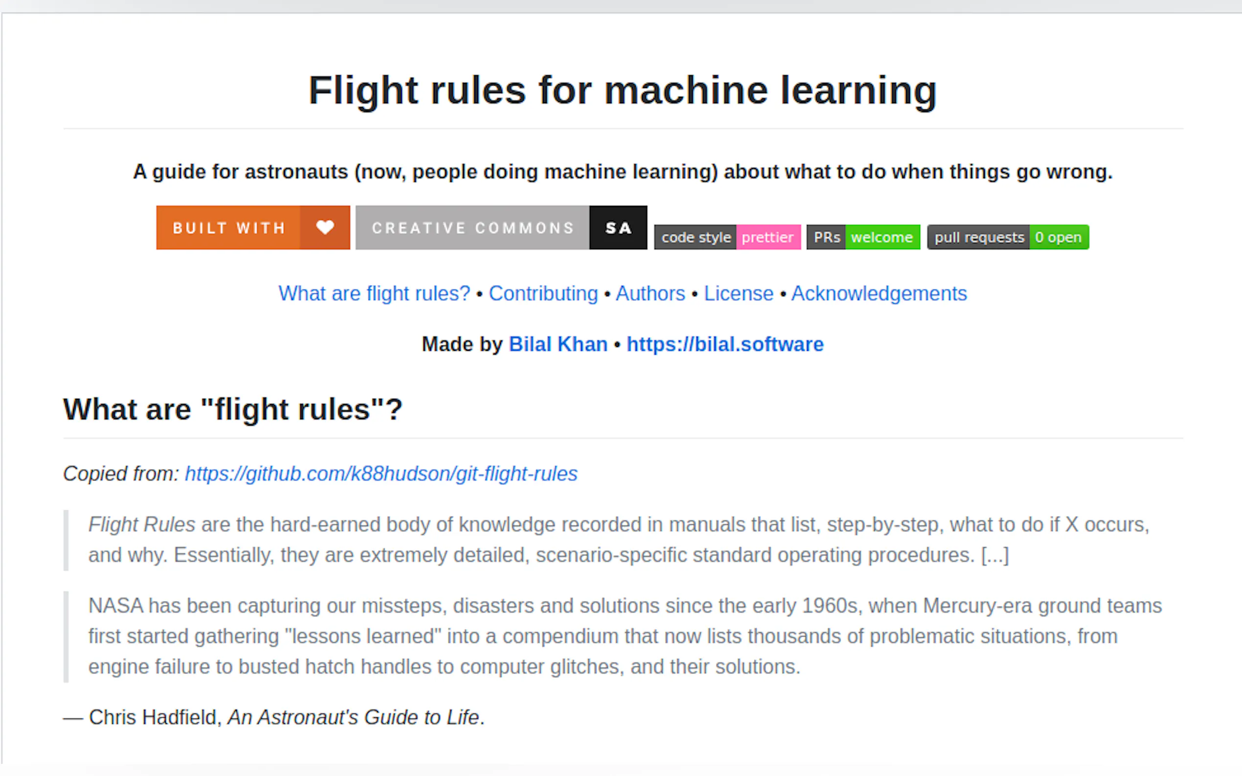 Machine Learning Flight Rules