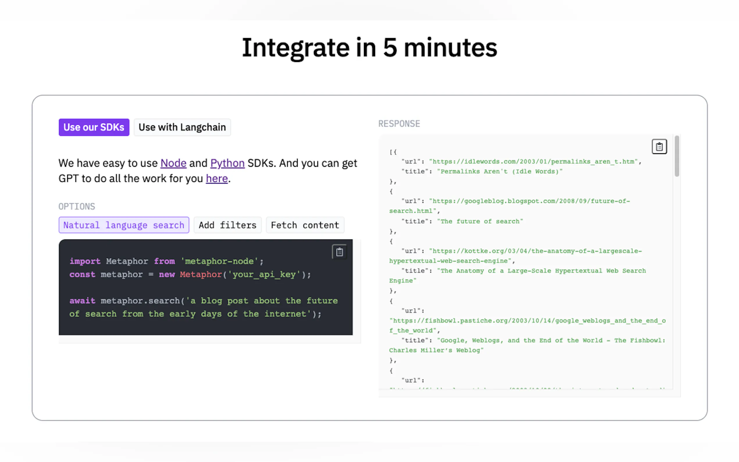 Screenshot 4 of Metaphor Search API