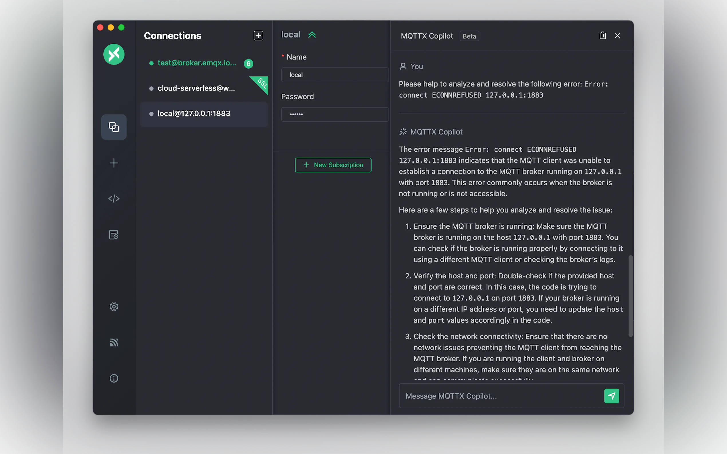 Screenshot 4 of MQTTX - the MQTT AI Copilot