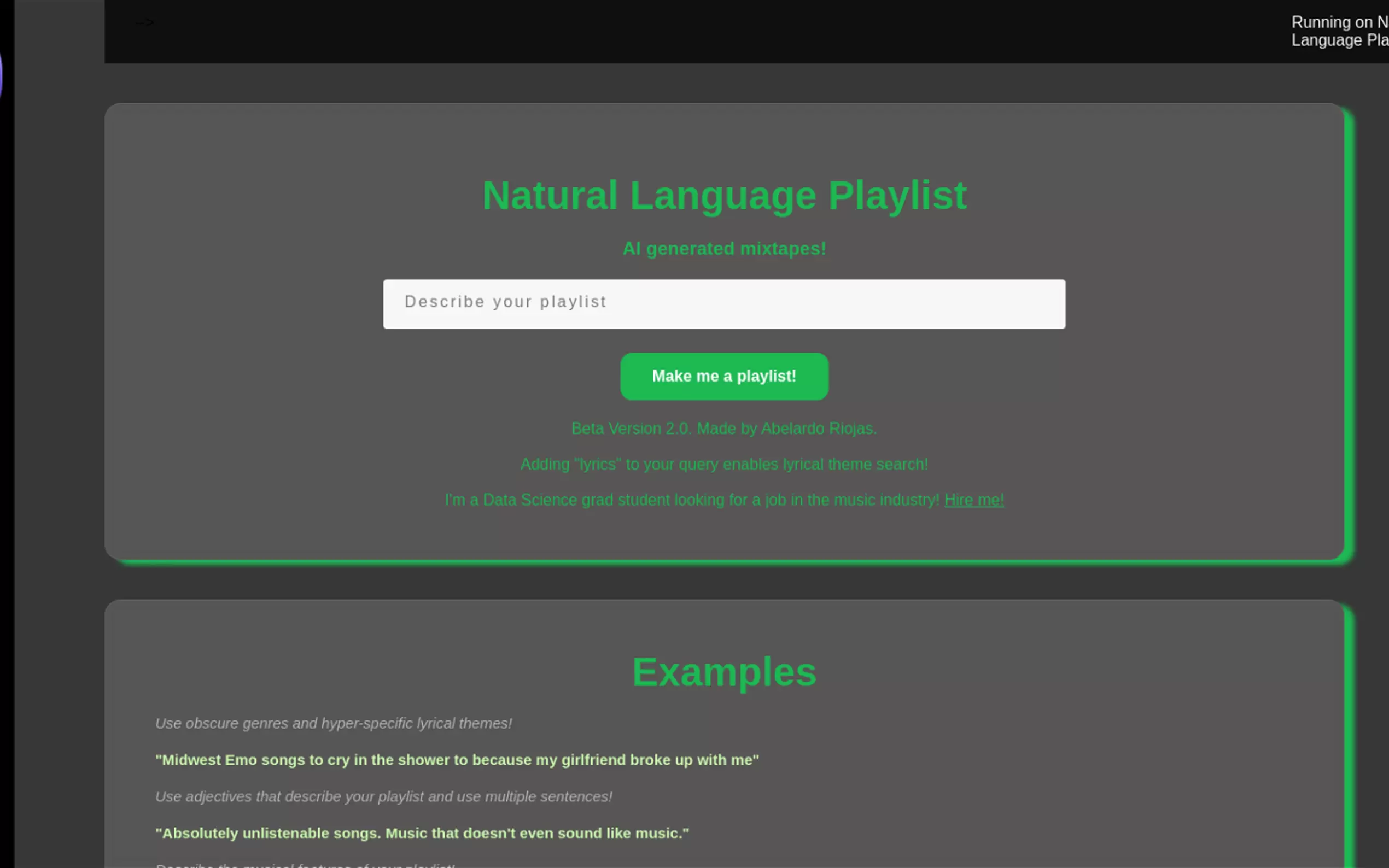 Natural Language Playlist