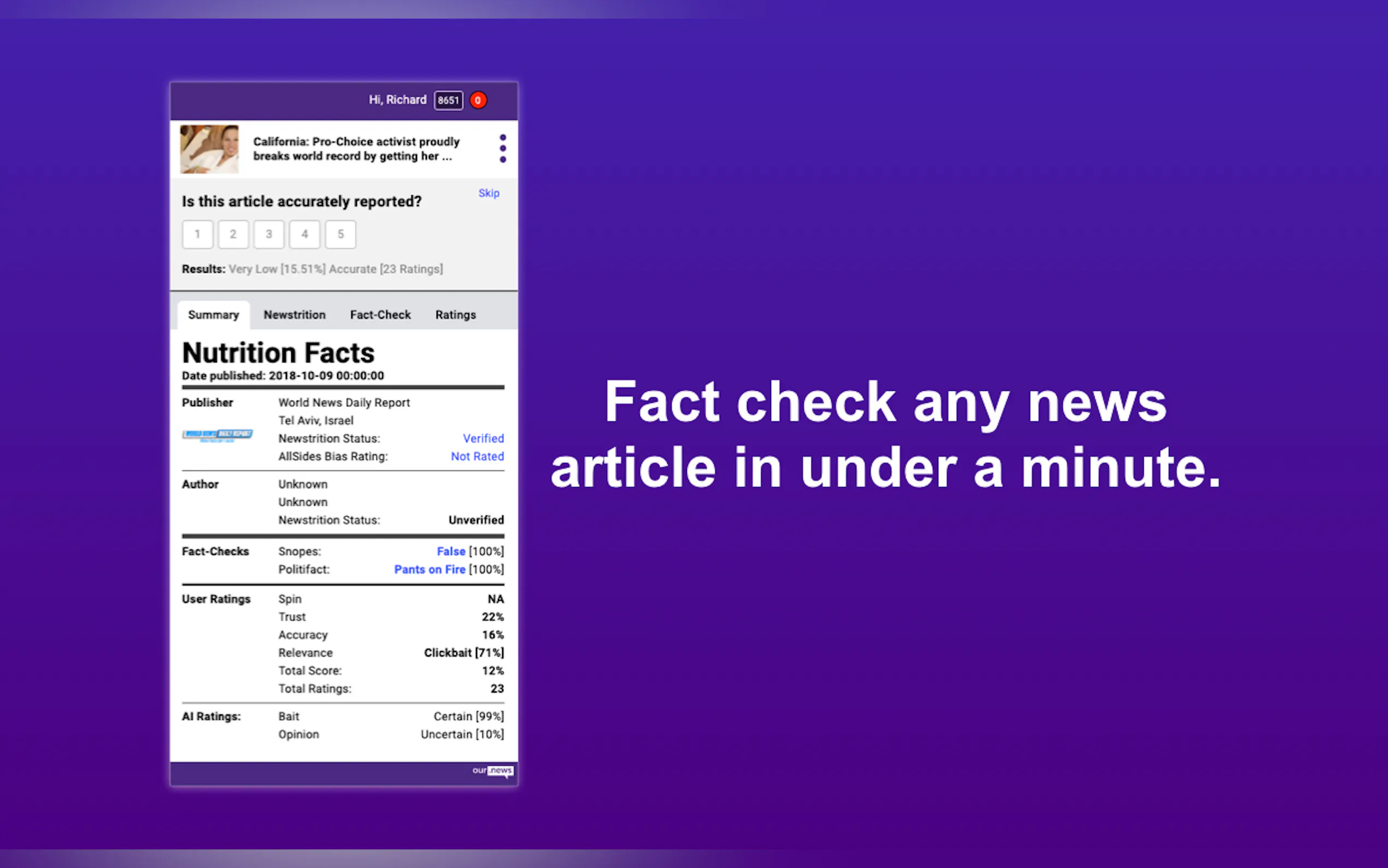 Nutrition Labels for News