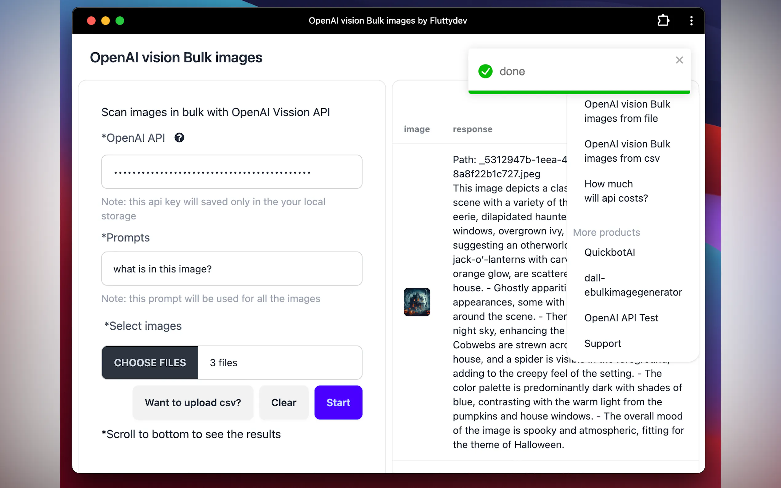 Screenshot 2 of OpenAI vision Bulk images