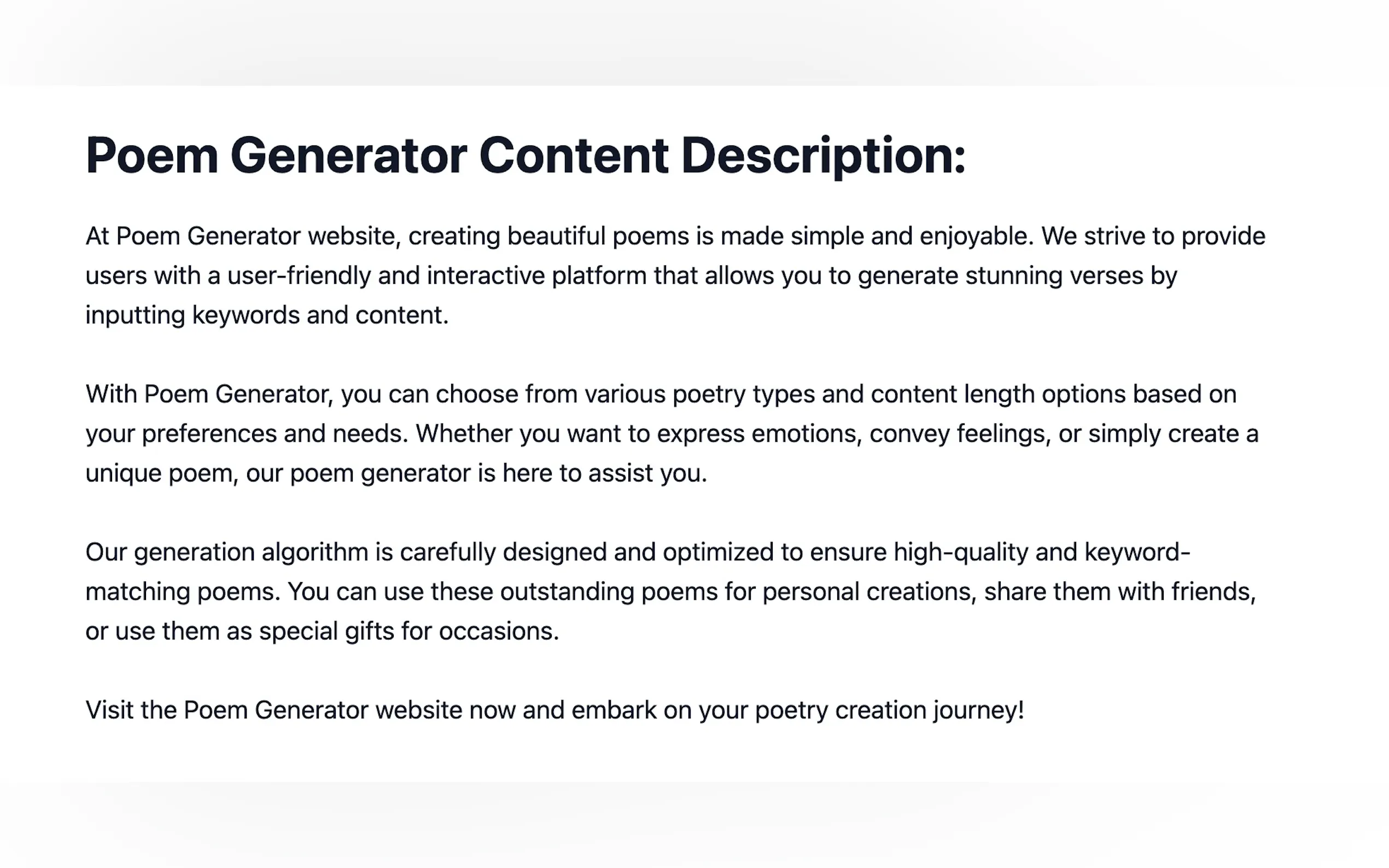 Screenshot 4 of PoemGenerator