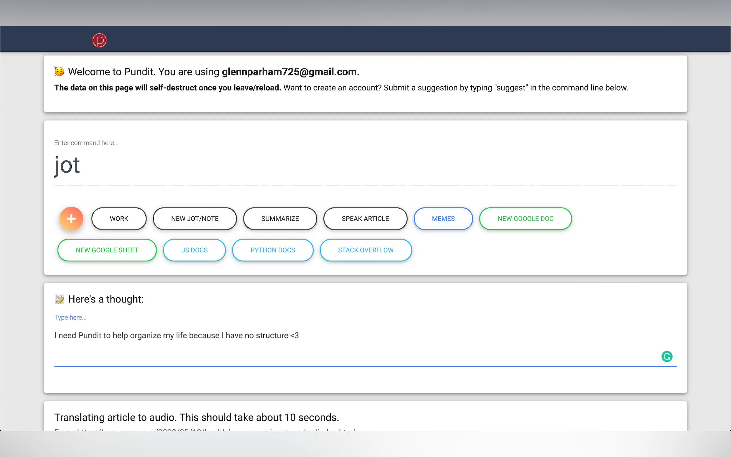 Screenshot 4 of Pundit – Productivity Command Line