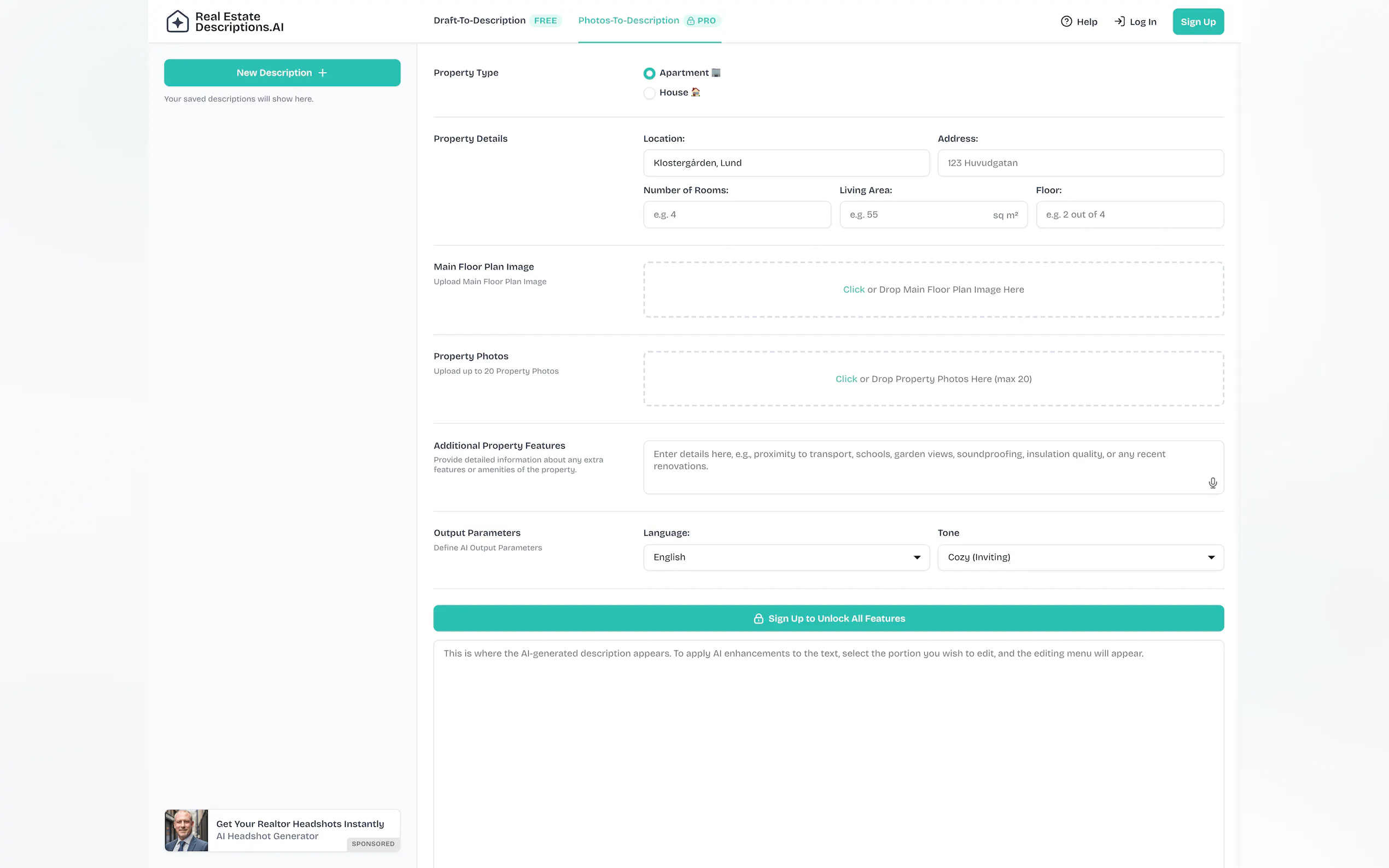 Screenshot 4 of RealEstateDescriptions.AI