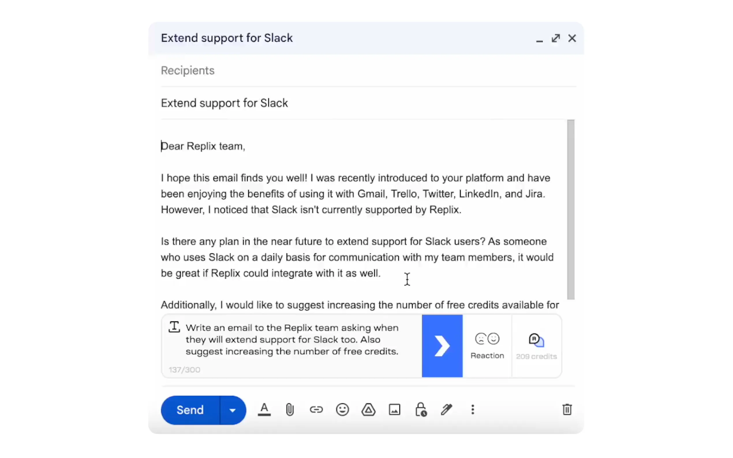 Screenshot 2 of Emails, replies, posts, tweets with AI