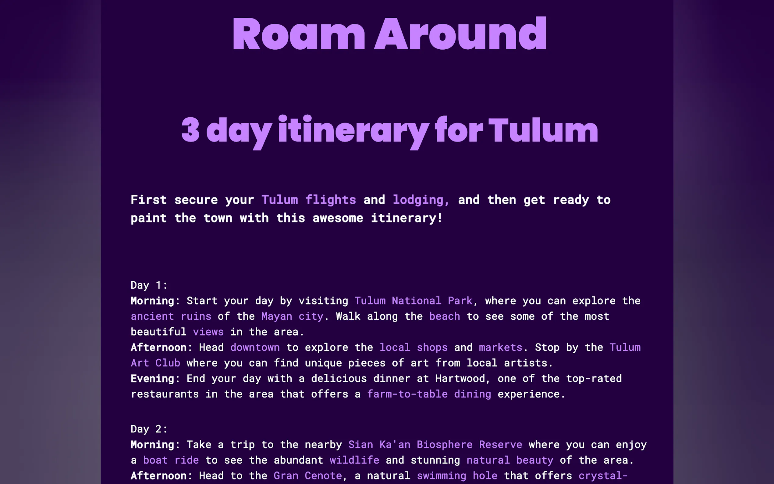 Screenshot 2 of RoamAround.io, ChatGPT travel planner