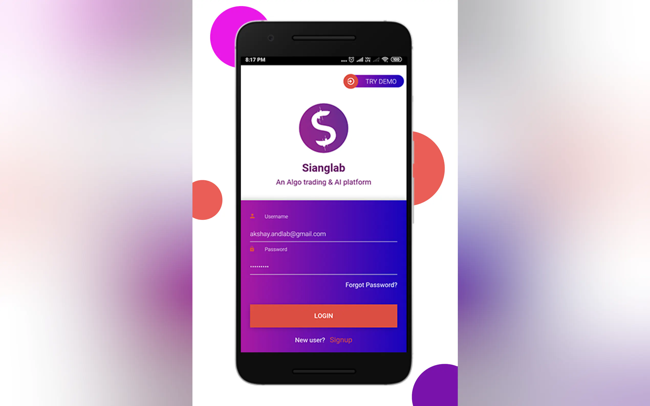 Screenshot 3 of Sianglab an Algotrading and AI platform