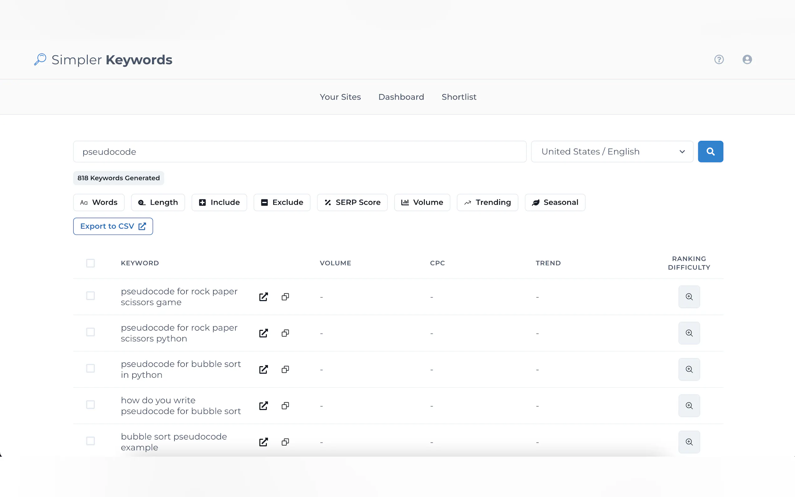Screenshot 2 of Simpler Keywords