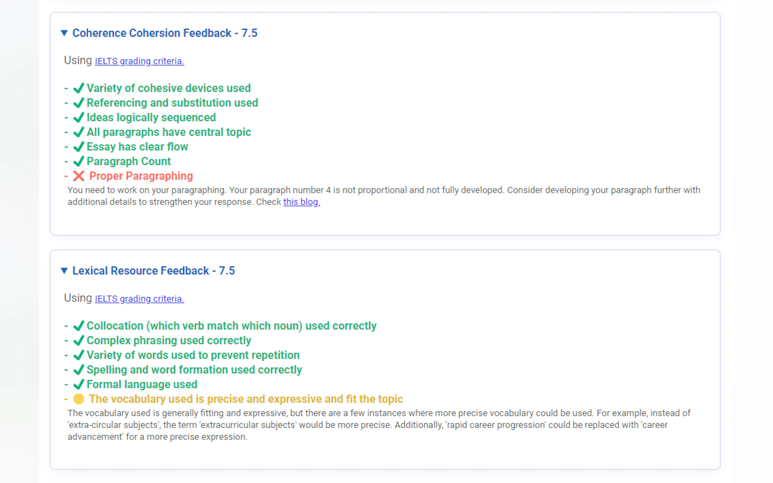 Screenshot 3 of Smriti IELTS Writing Checker
