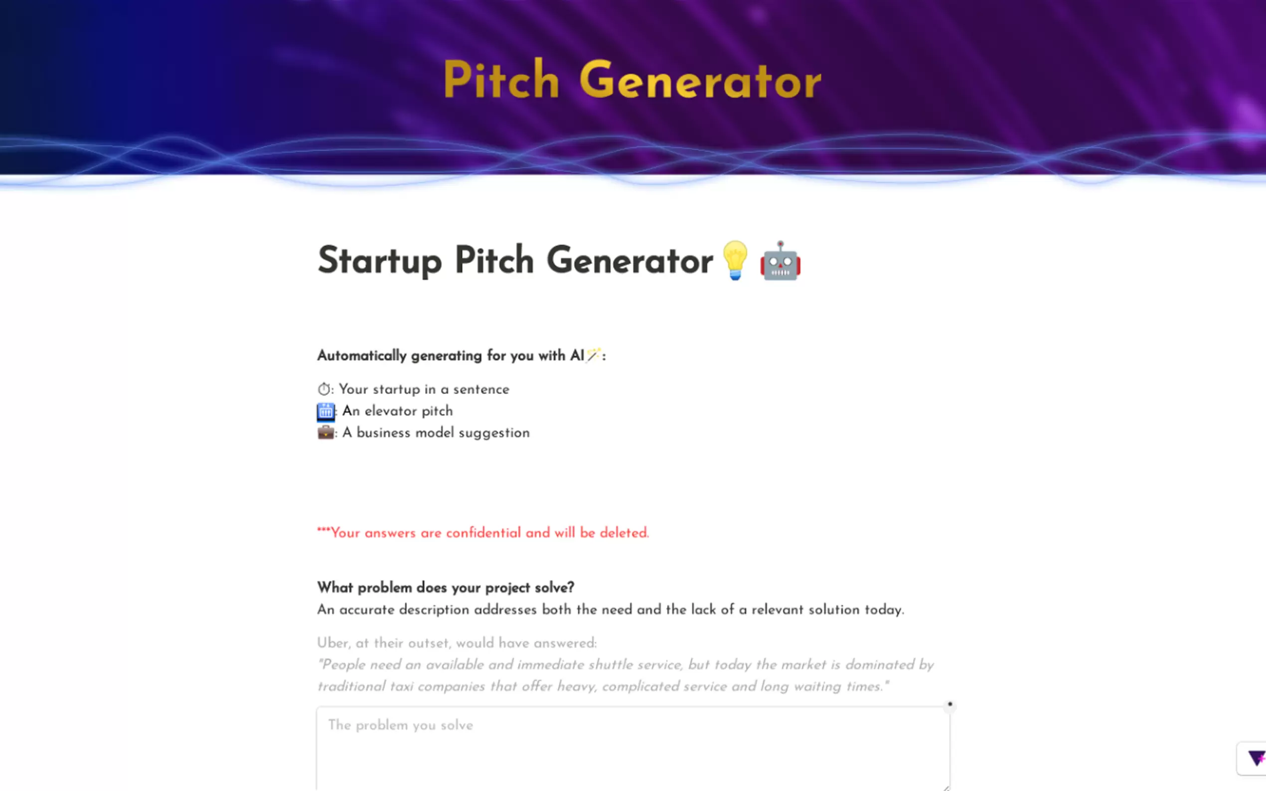 Startup Pitch Generator