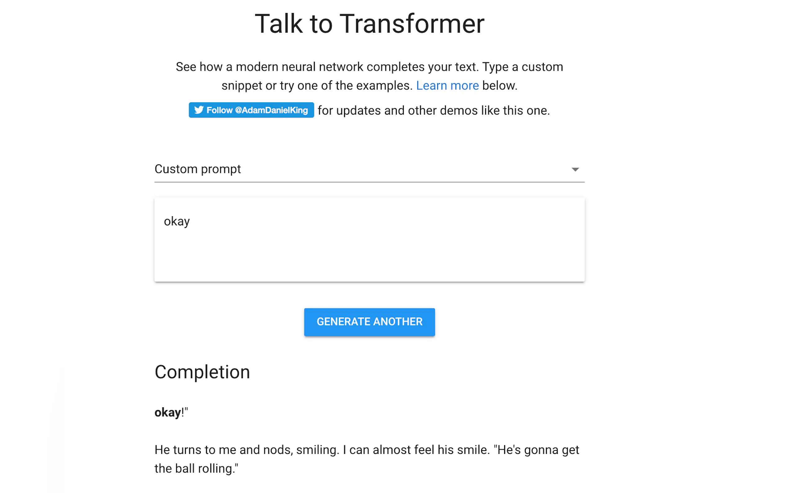 Talk to Transformer