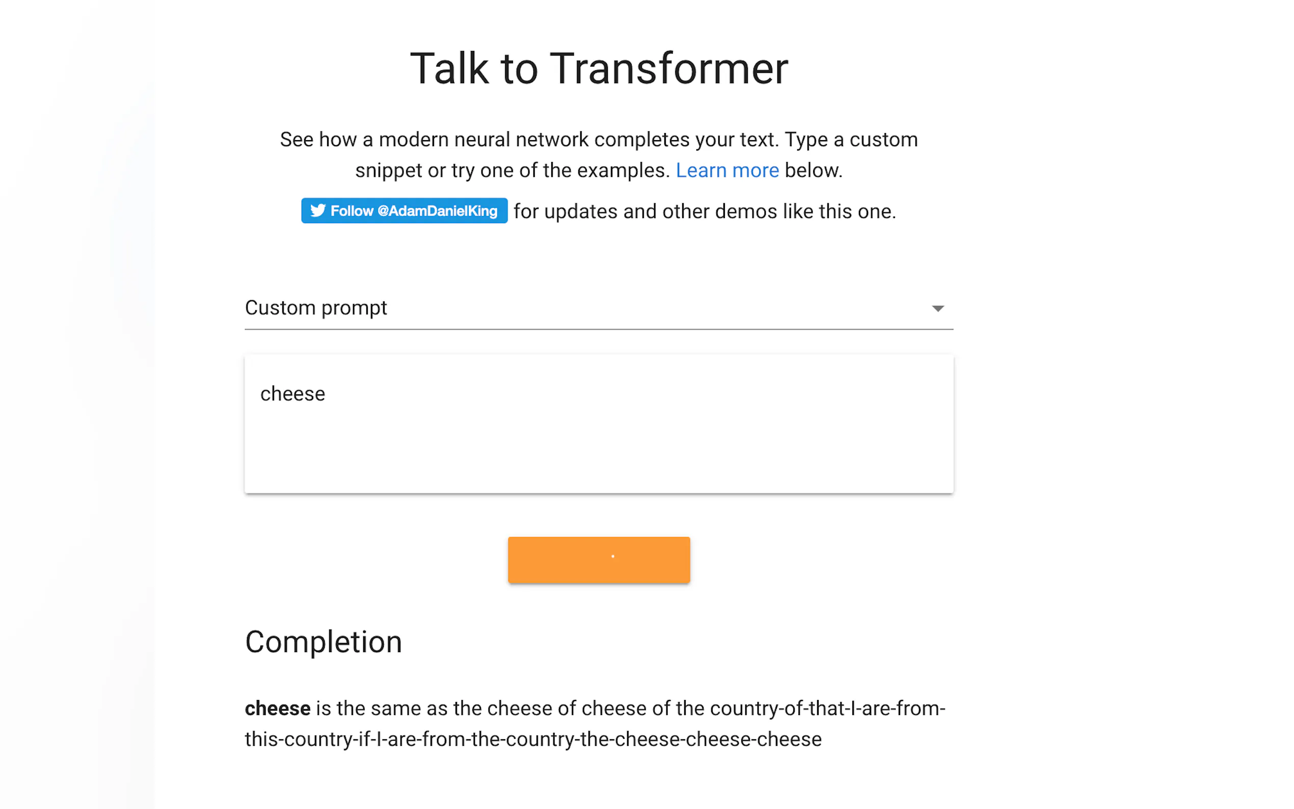 Screenshot 2 of Talk to Transformer