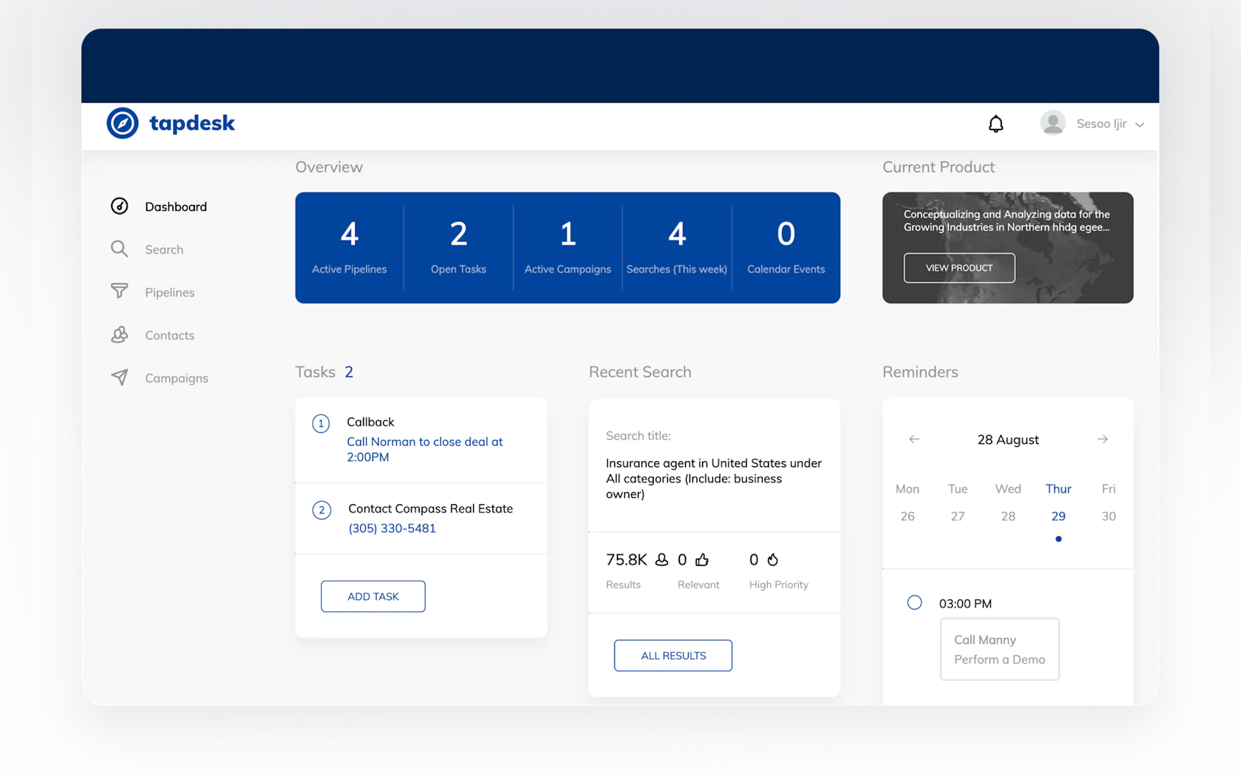 Tapdesk CRM