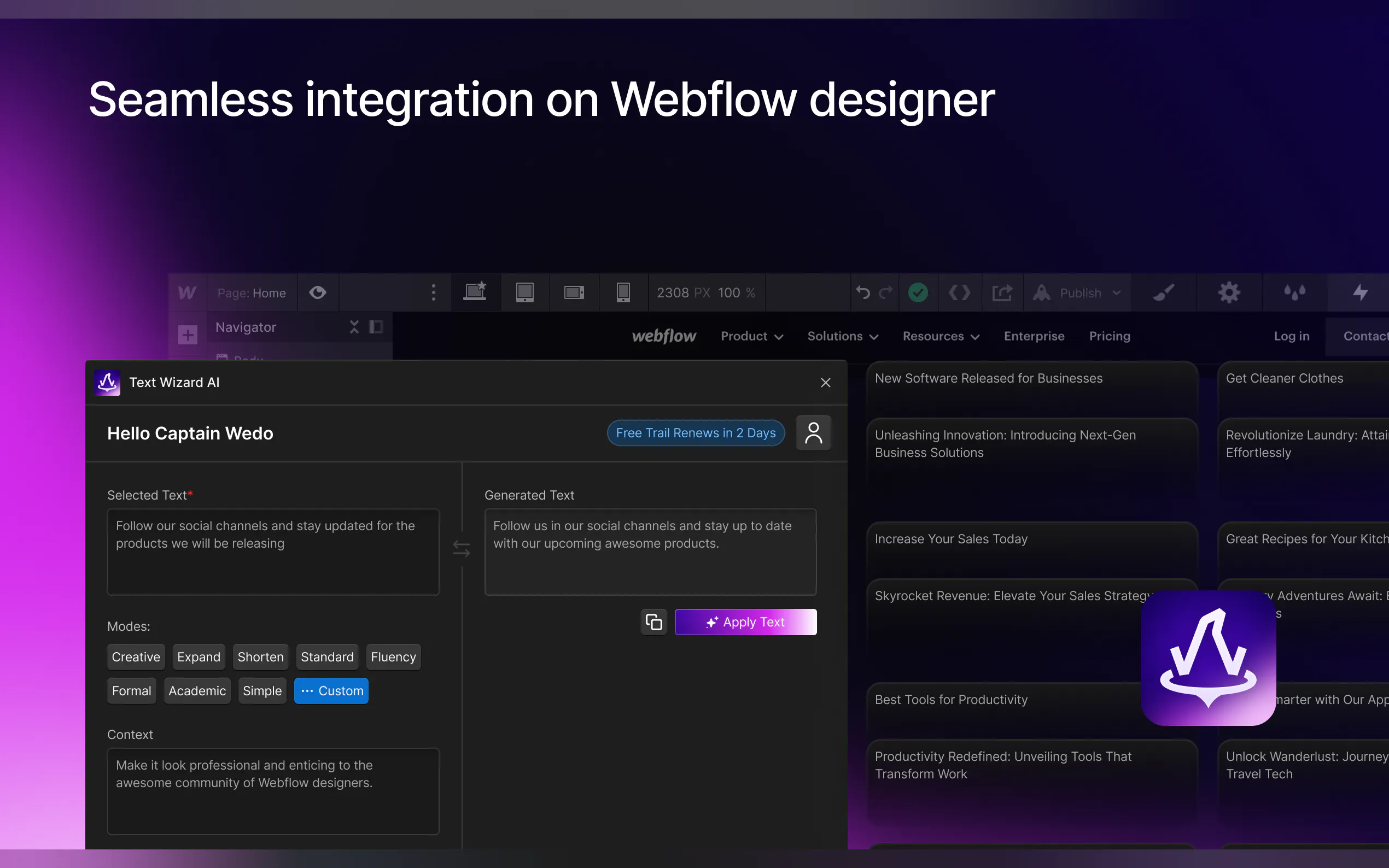 Screenshot 4 of Text Wizard Ai - Webflow App